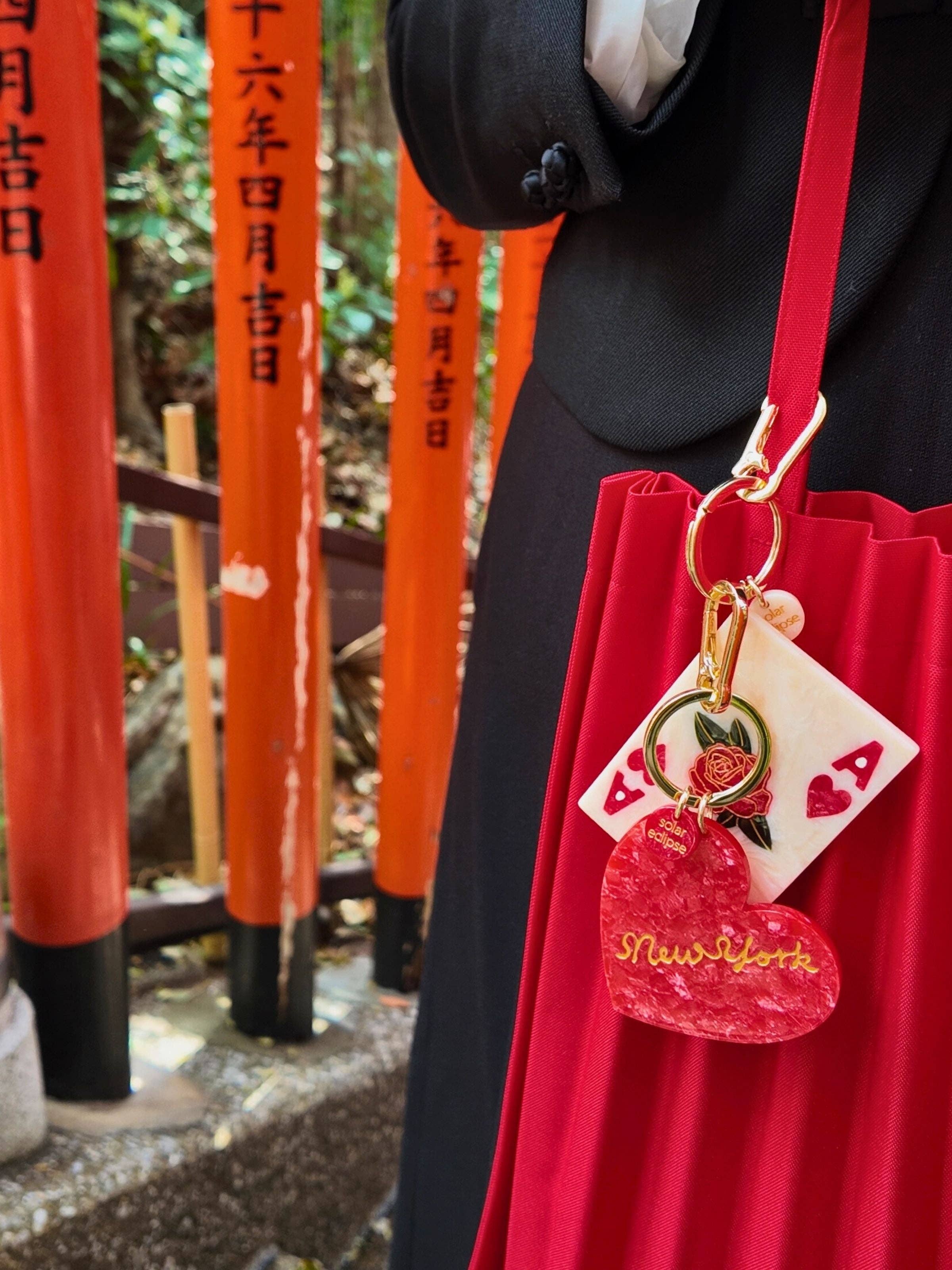 Hand-painted Ace of Hearts Bag Charm + Keychain Eco-Friendly