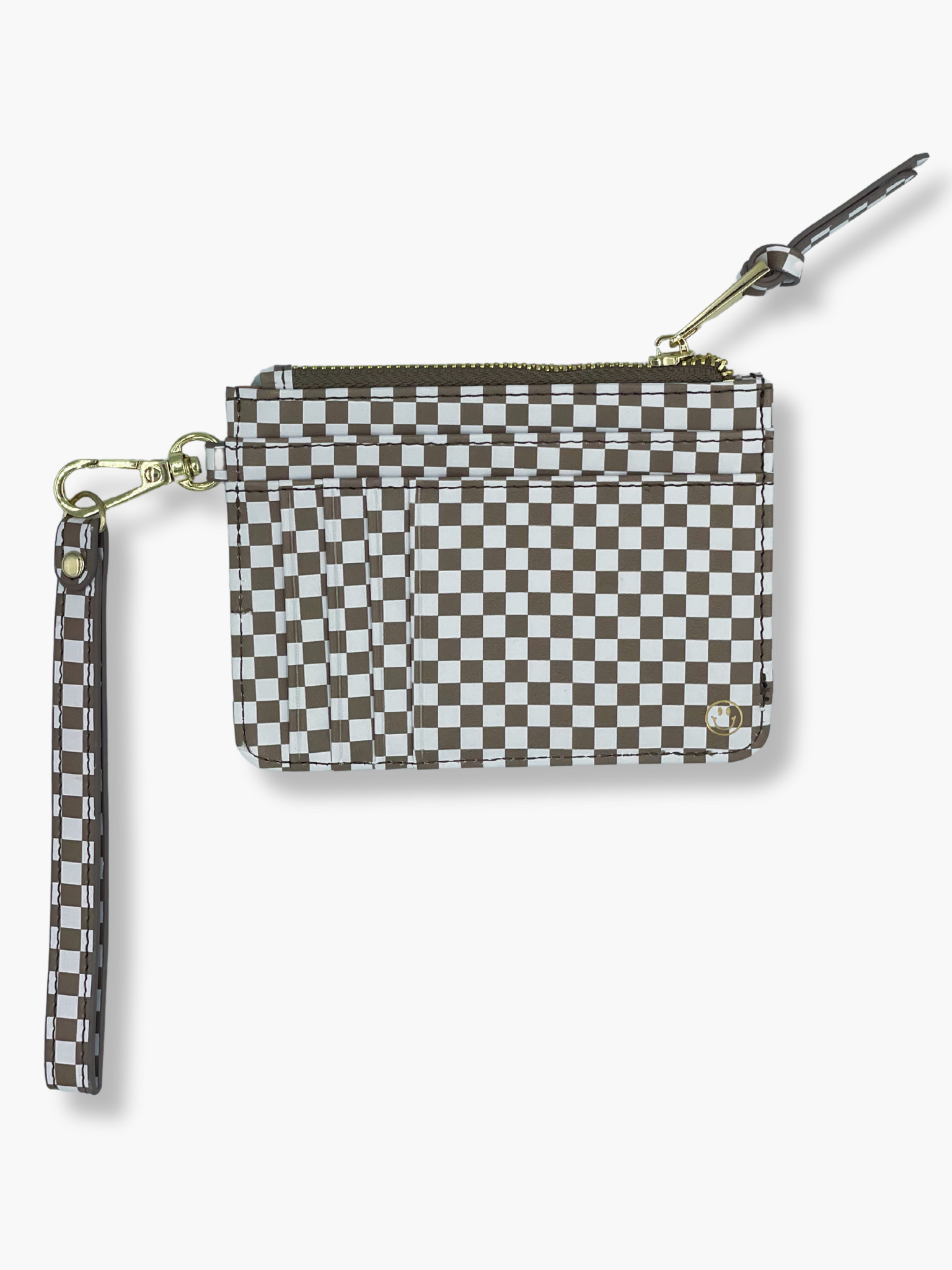 Tan Checkered Snap/Wrist Wallet
