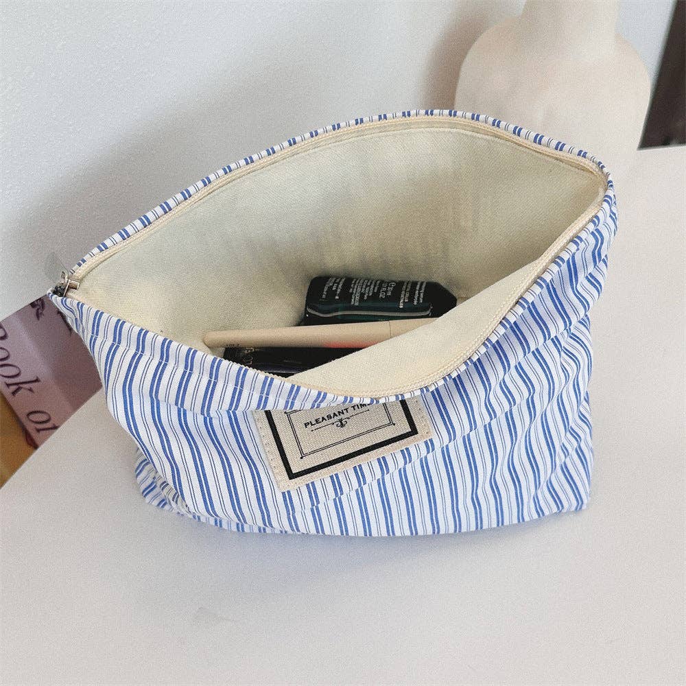 Striped Color Block Makeup Bag