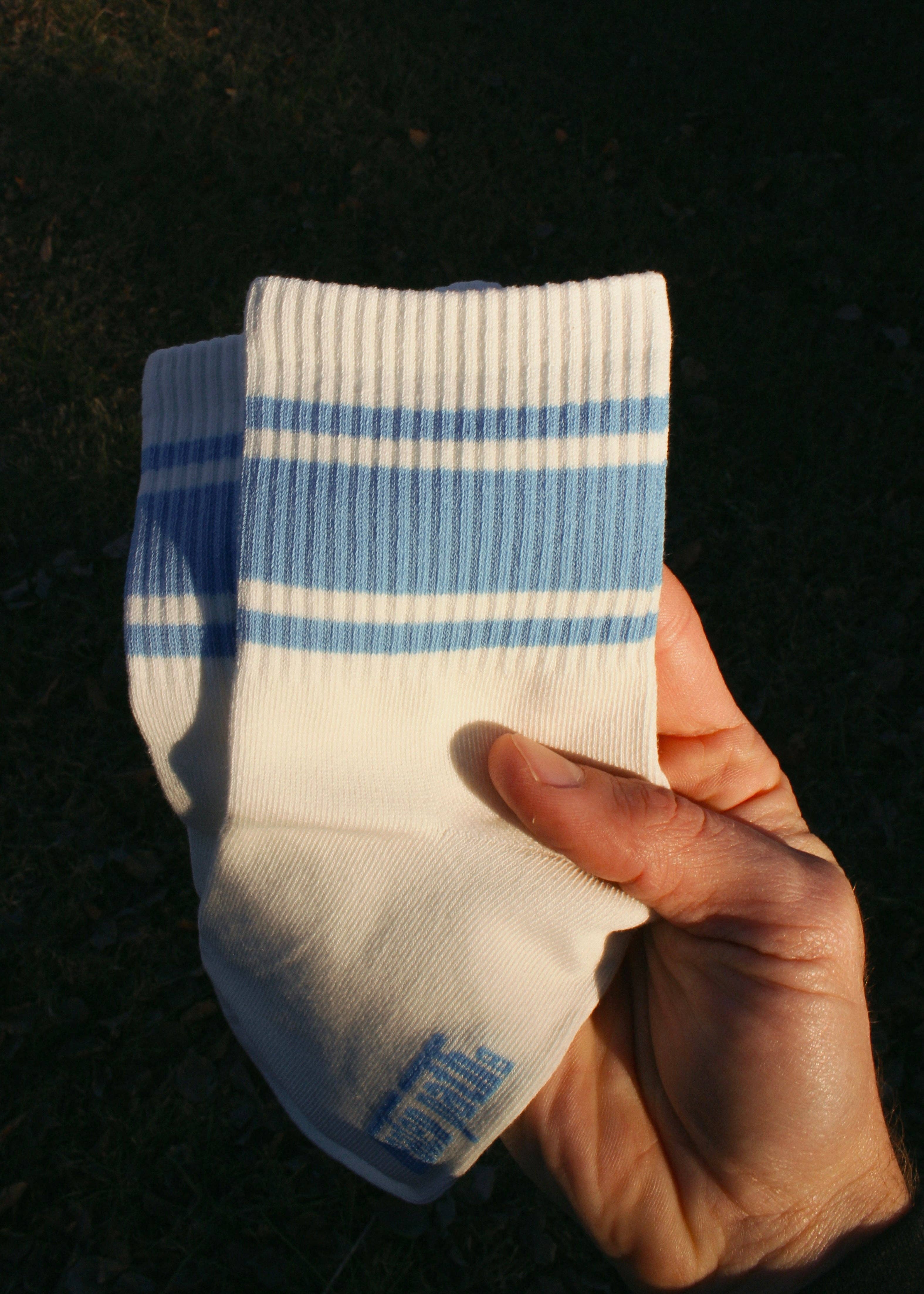 Blue crew stripe socks