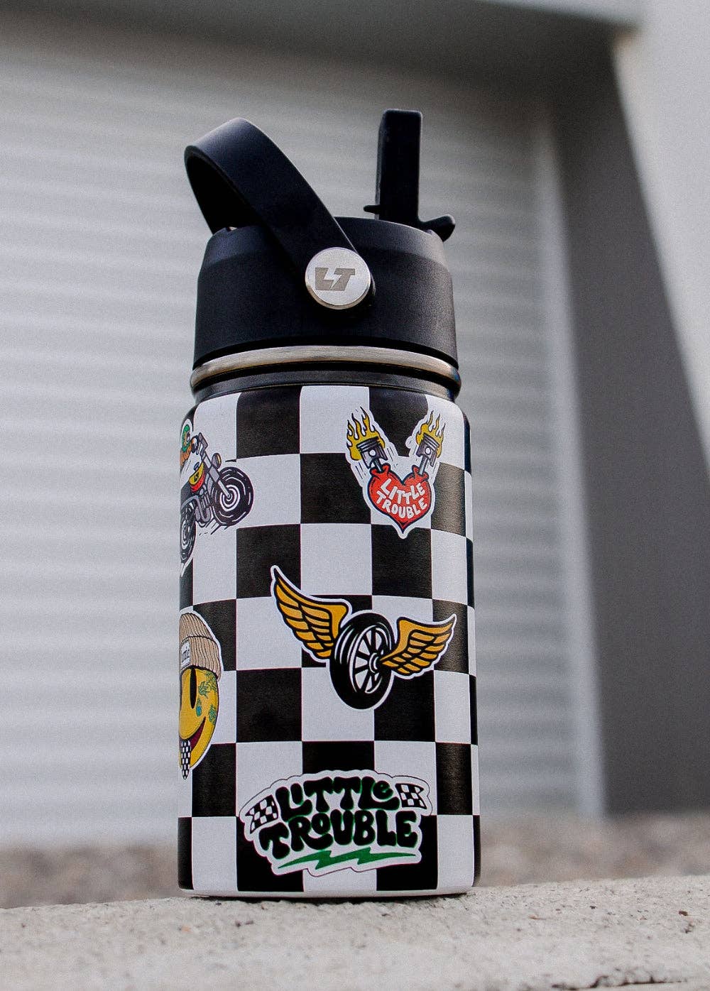 Checkered Sticker Slap Water Bottle