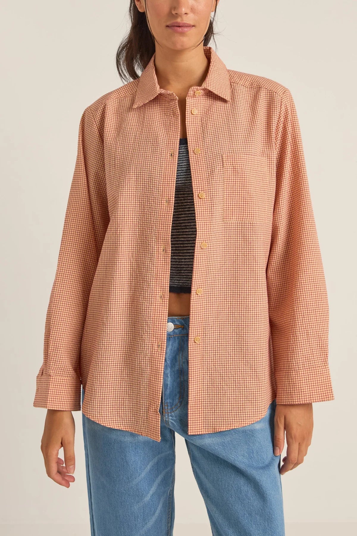 Winnie check oversized shirt