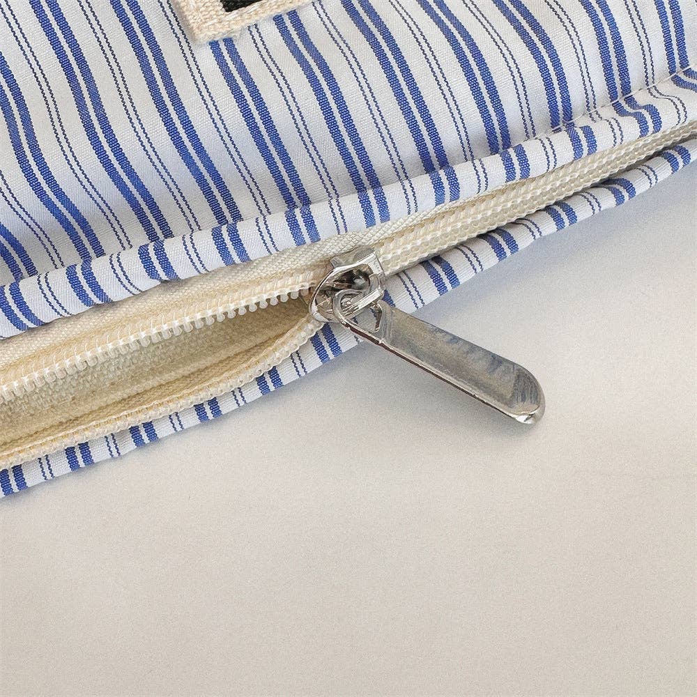 Striped Color Block Makeup Bag