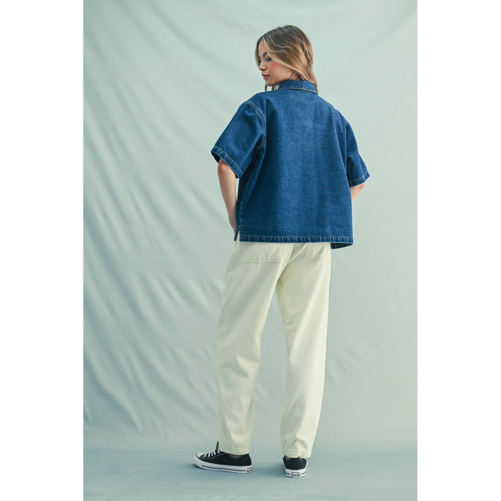 Button-up denim shirt