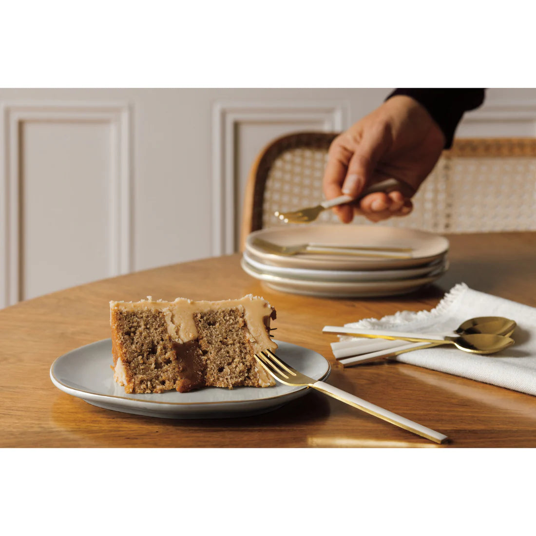 Dessert Forks Set of 4 - Ivory/Gold