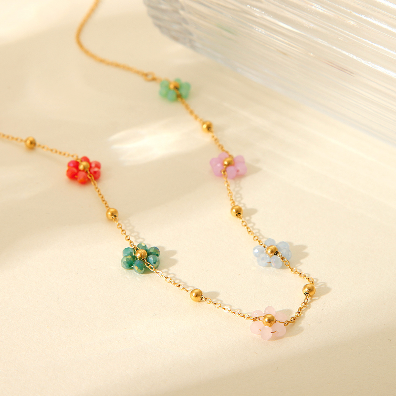 Daisy Chain Beaded Necklace, multi