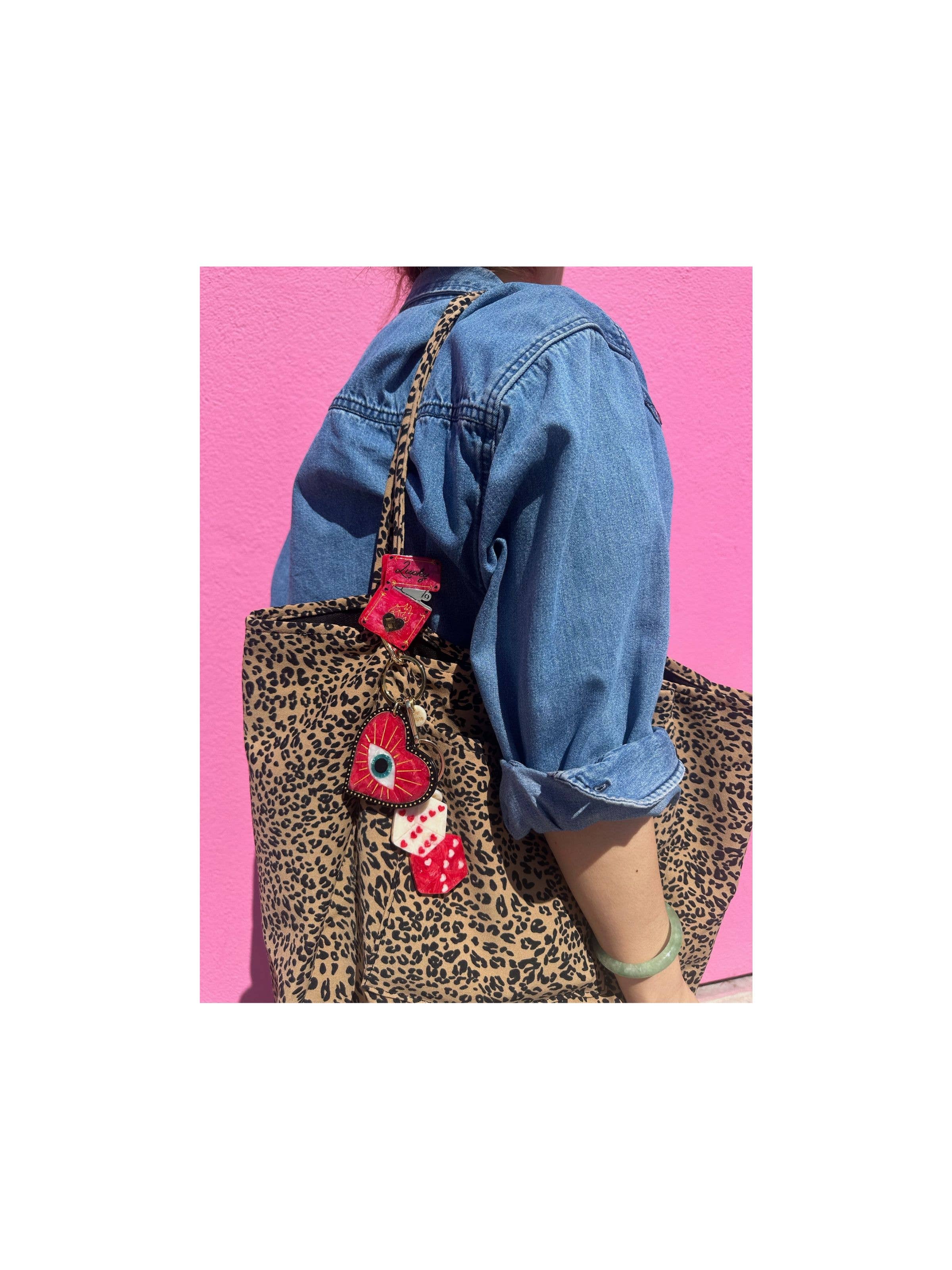 Hand-painted Lucky Dice Bag Charm + Keychain | Eco-Friendly