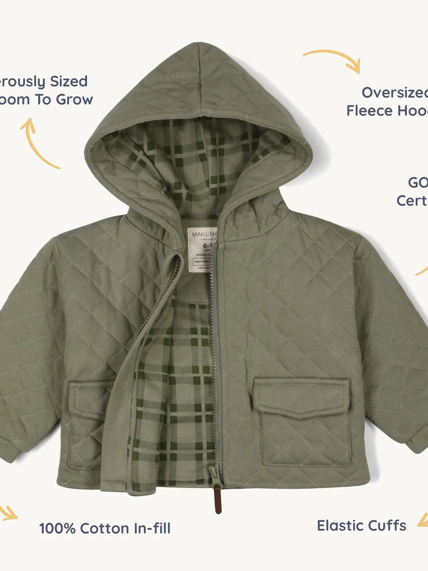 Organic Quilted Hooded Jacket