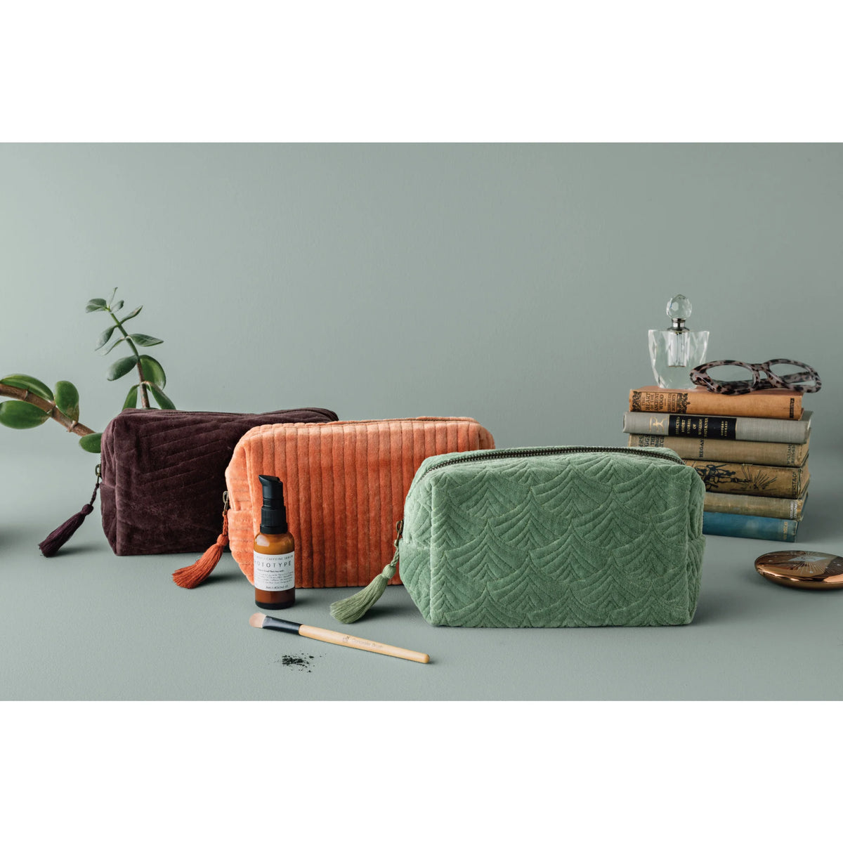 Quilted Velvet Cosmetic Bag