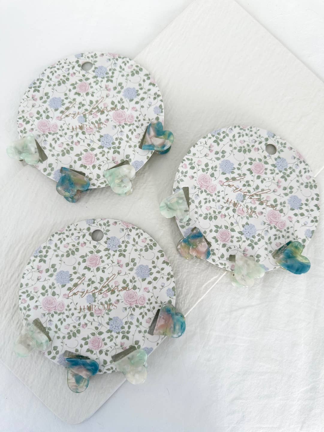 Marbled Heart Mini Hair Claw Clips