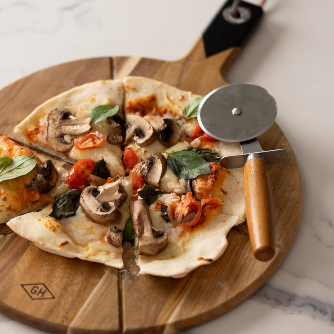 Pizza Board With Pizza Cutter