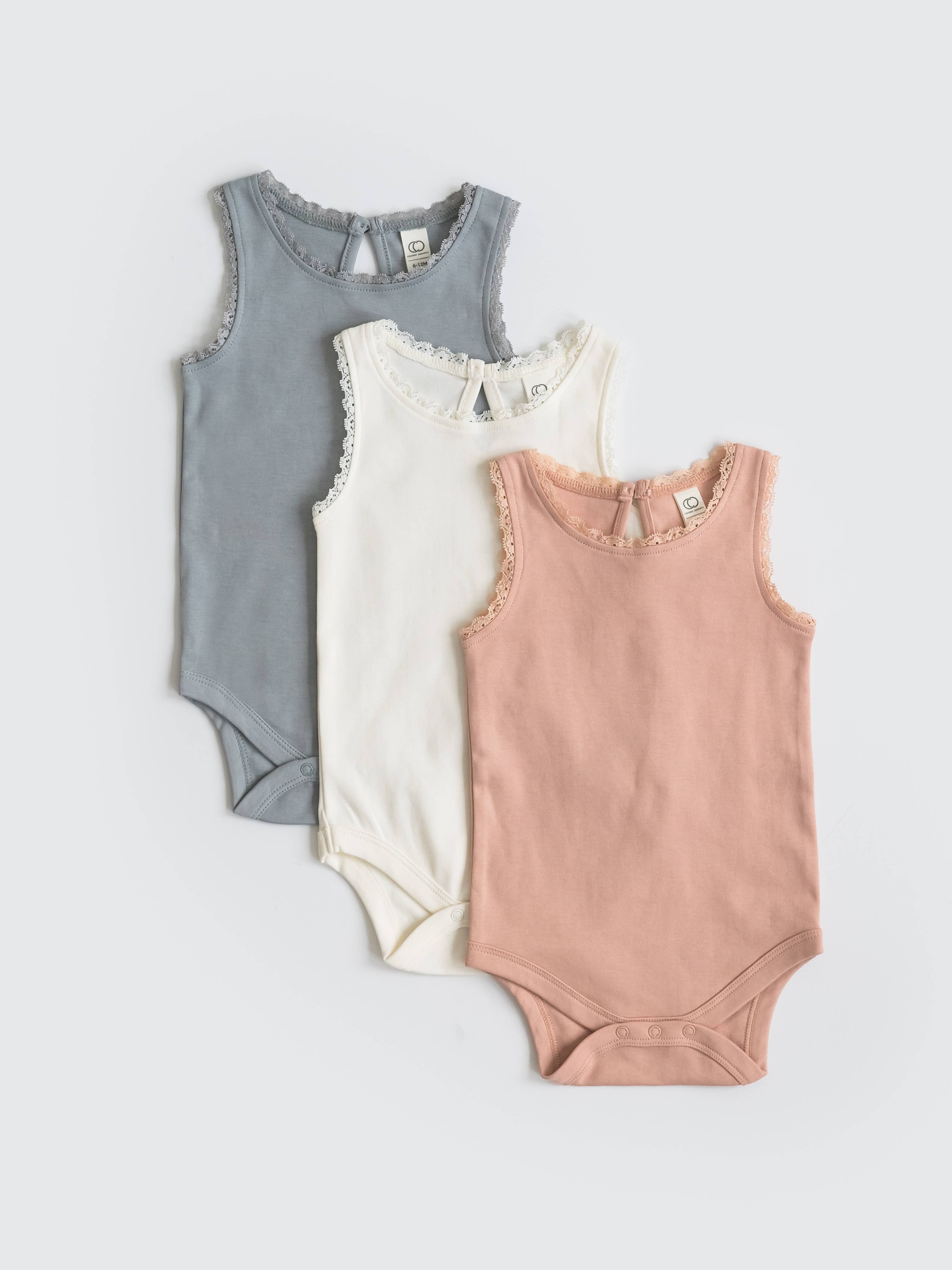 Organic Baby Luna Lace Bodysuit - Ballet