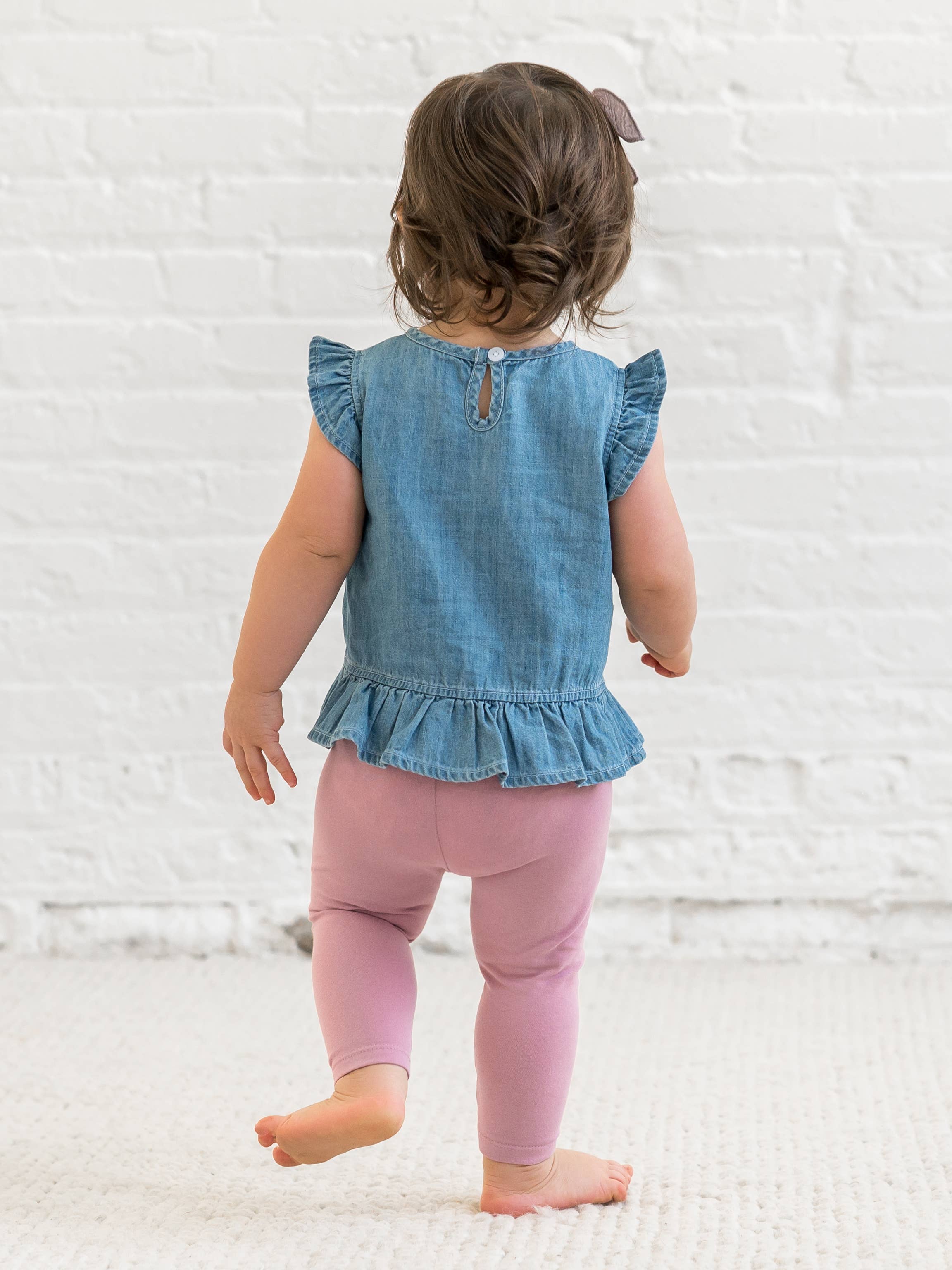 Organic Baby & Kids Anya Chambray Ruffle Hem Top