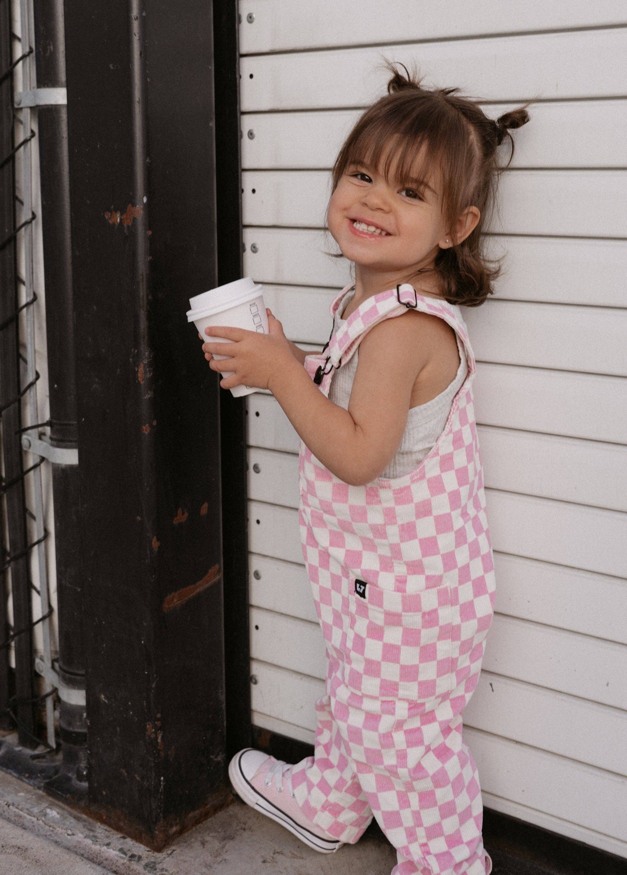 Pink Checkered Overalls