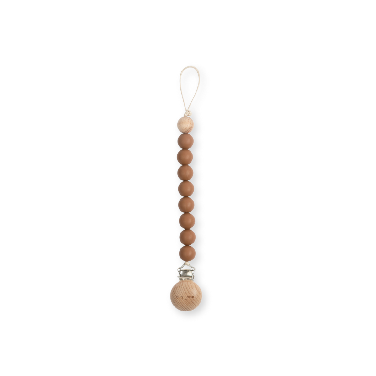 Pacifier Clip Holder | Silicone + Beech Wood | Walnut