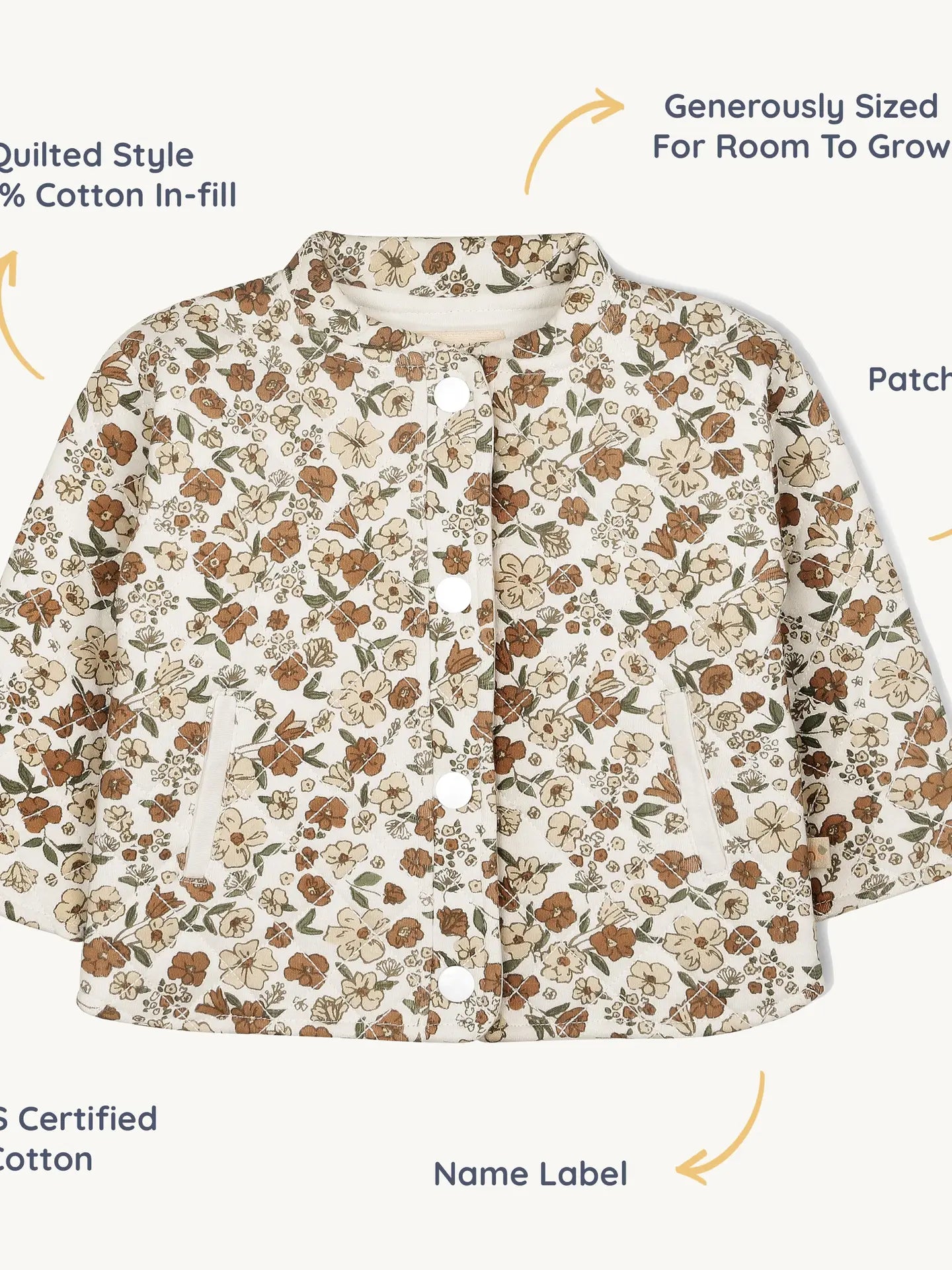 Organic Quilted Button Jacket