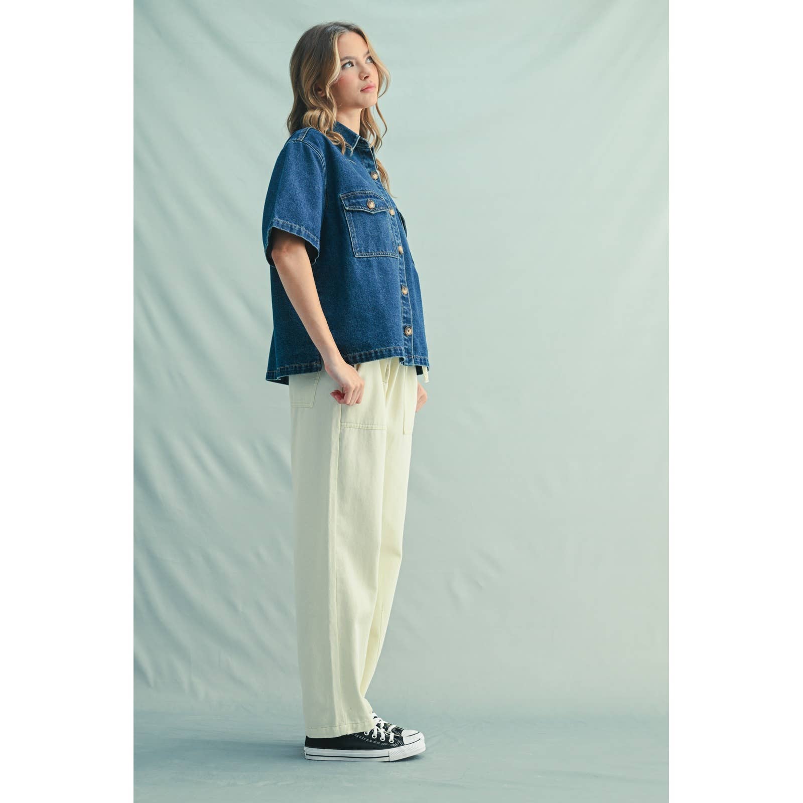 Button-up denim shirt