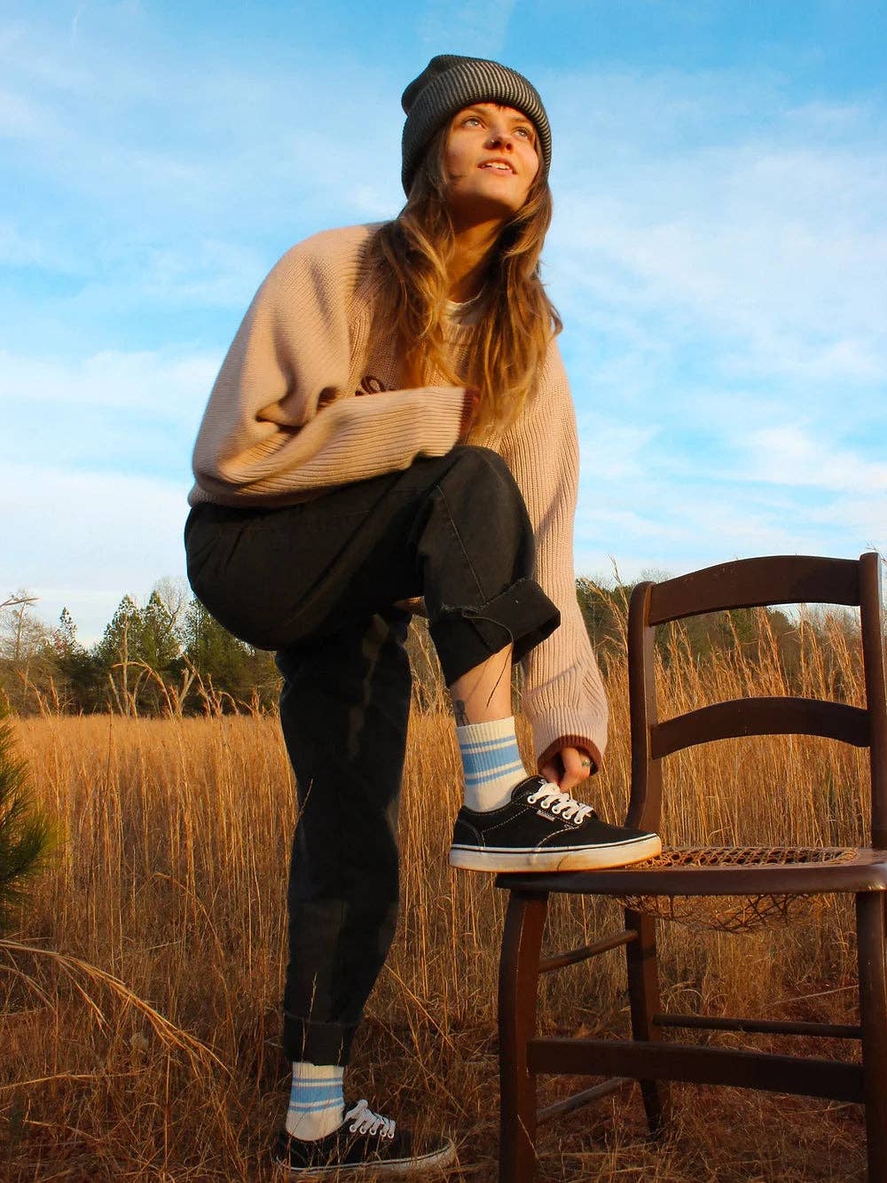 Blue crew stripe socks
