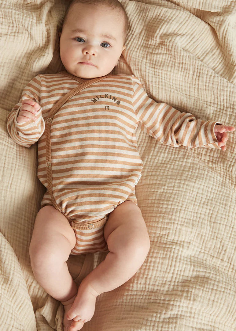 Trevi Clay Stripe Wrap Bodysuit