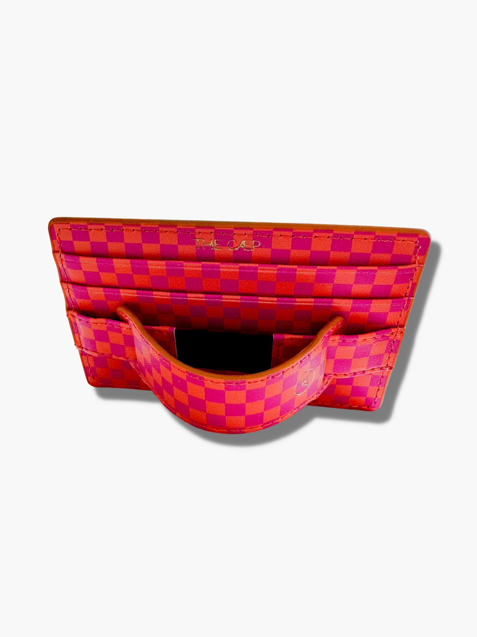 pink/orange Checkered Hoop Wallet, RFID