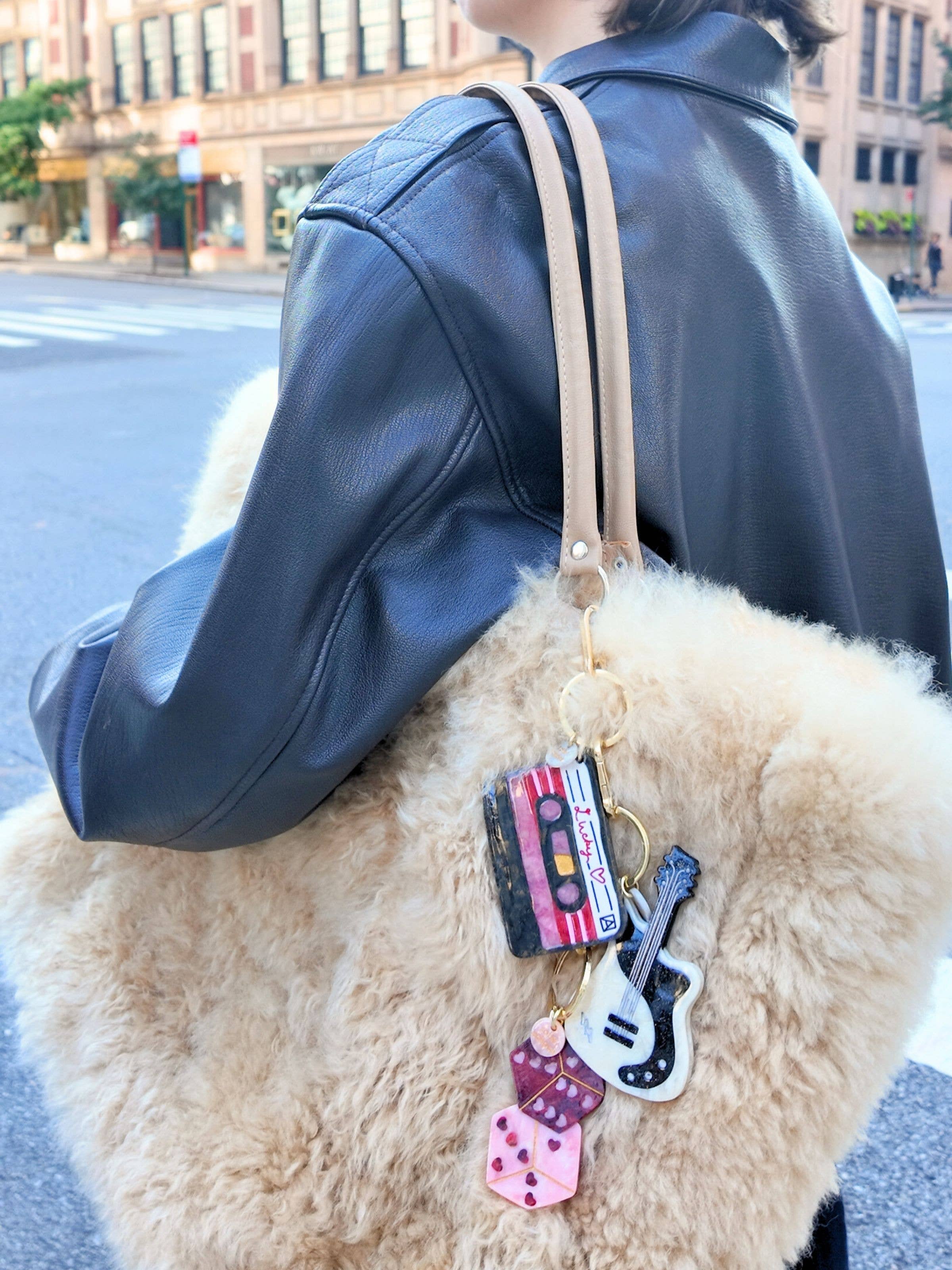 Hand-painted Lucky Dice Bag Charm + Keychain | Eco-Friendly