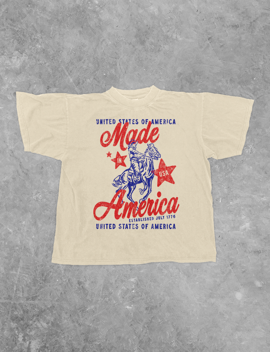 Made In America, USA Western Boxy Cotton TShirt