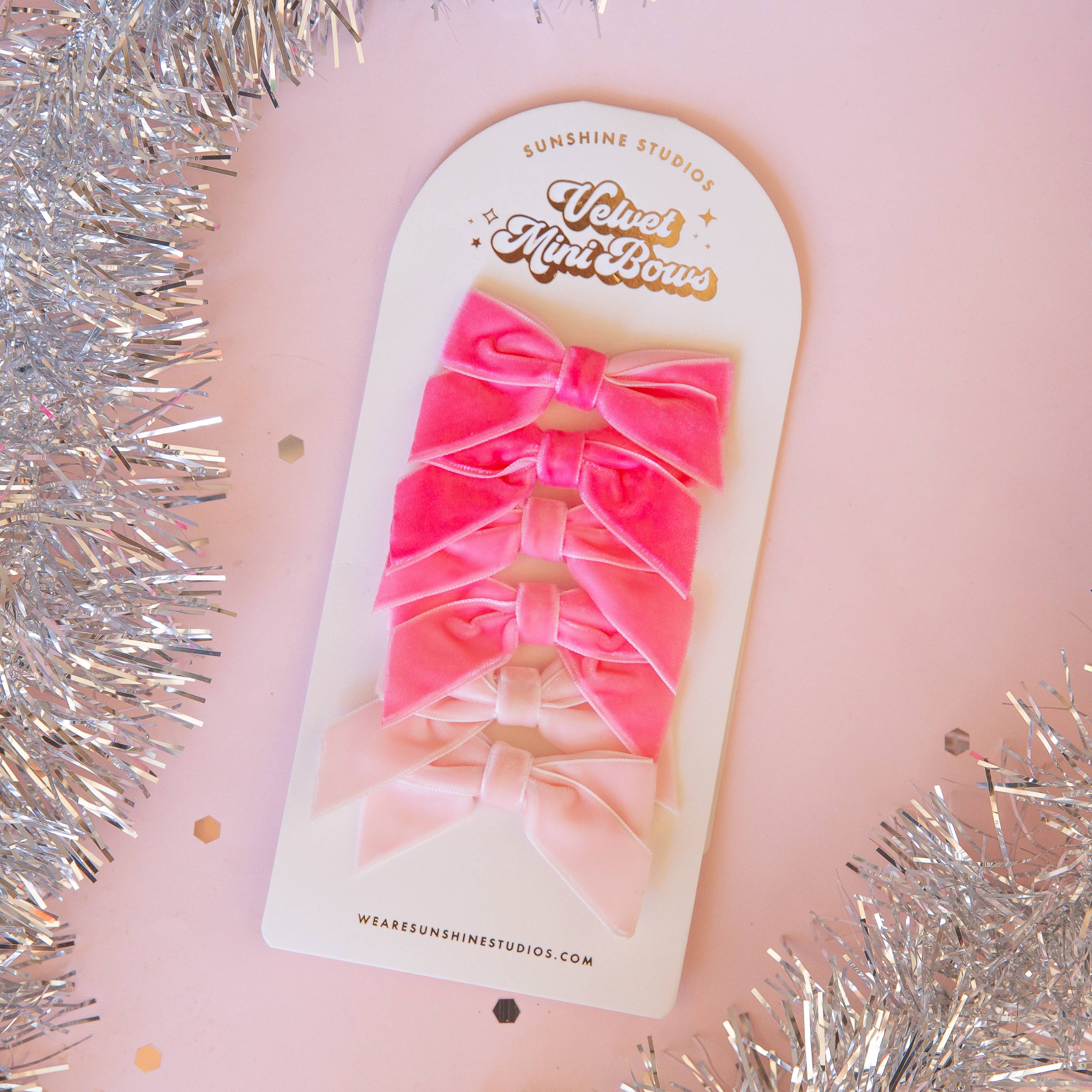 Velvet Mini twist Bows | Pink