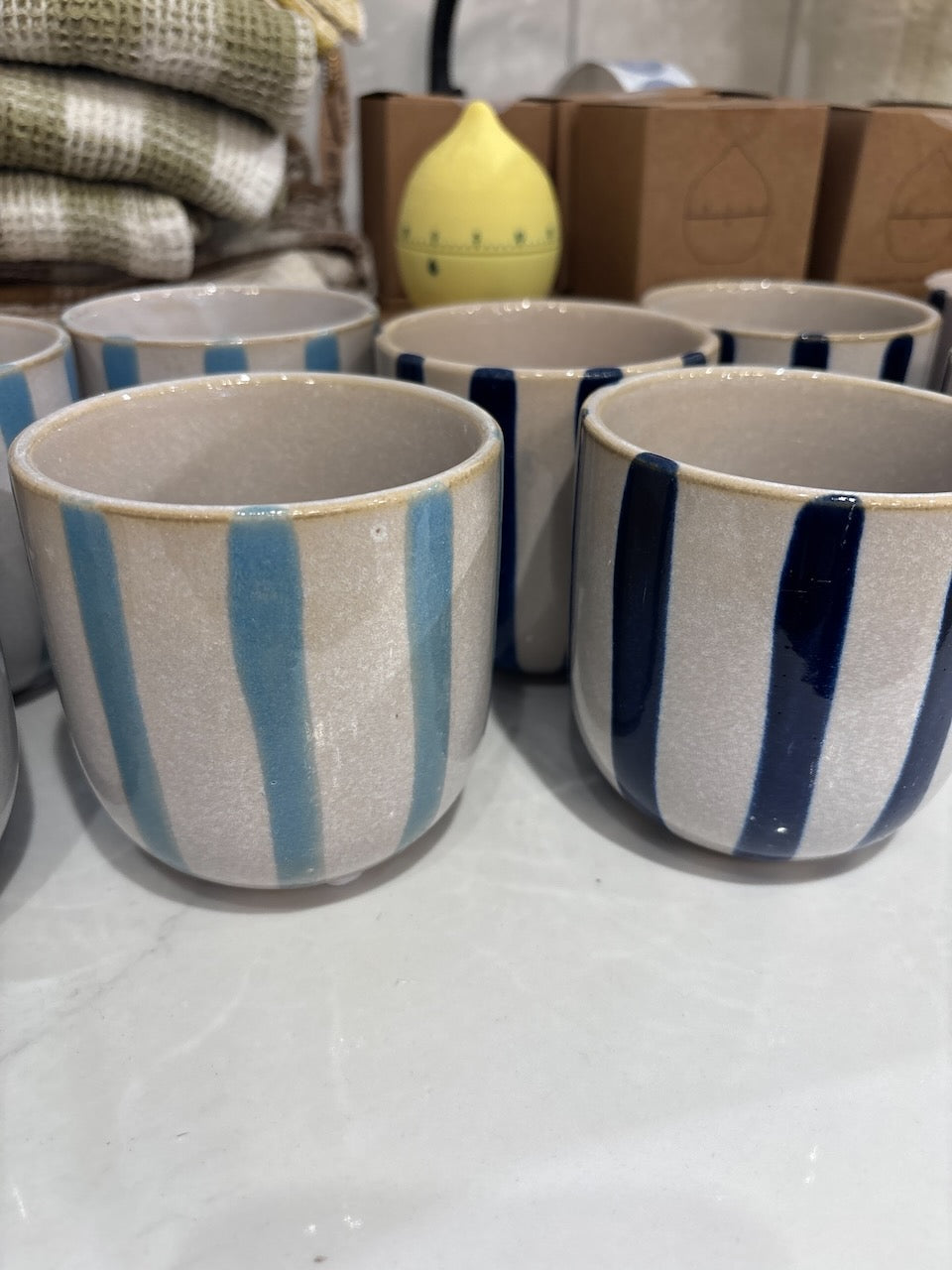 Stoneware Planter w/ Stripes