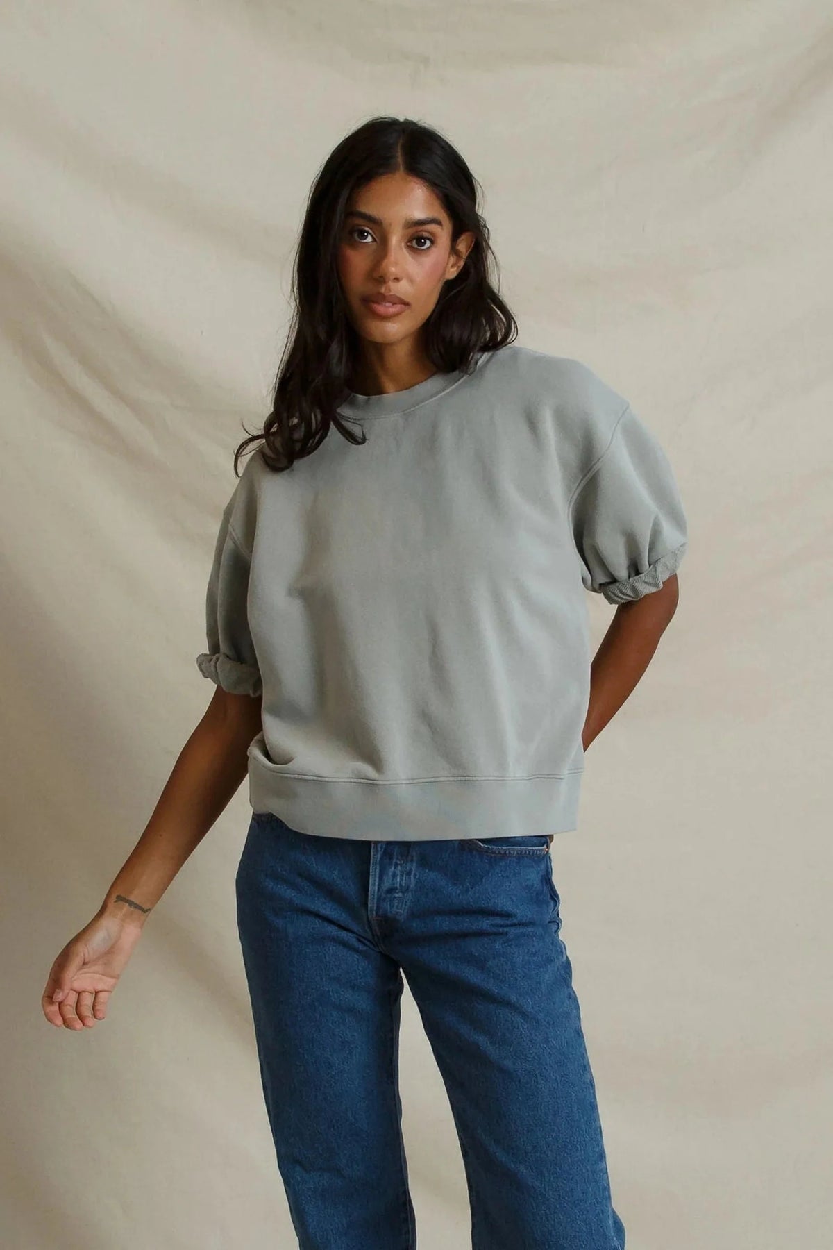 Rebecca, rolled crew neck