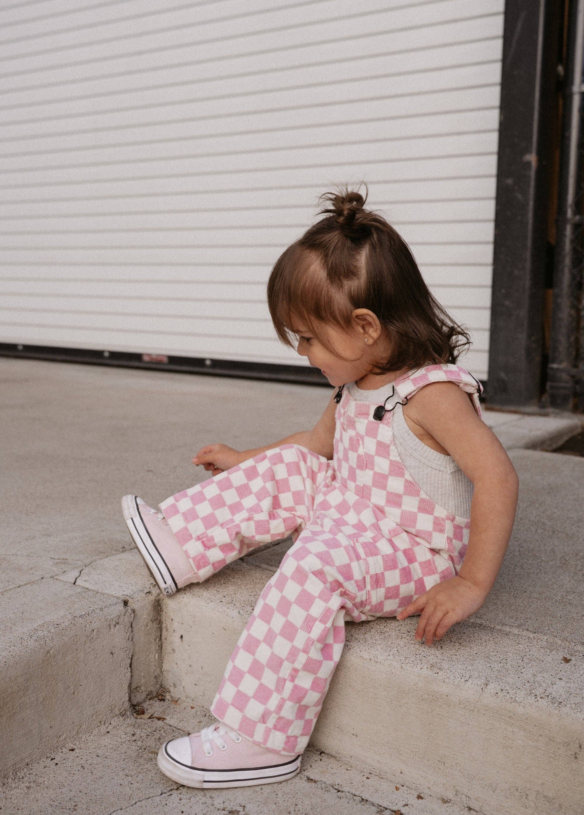 Pink Checkered Overalls