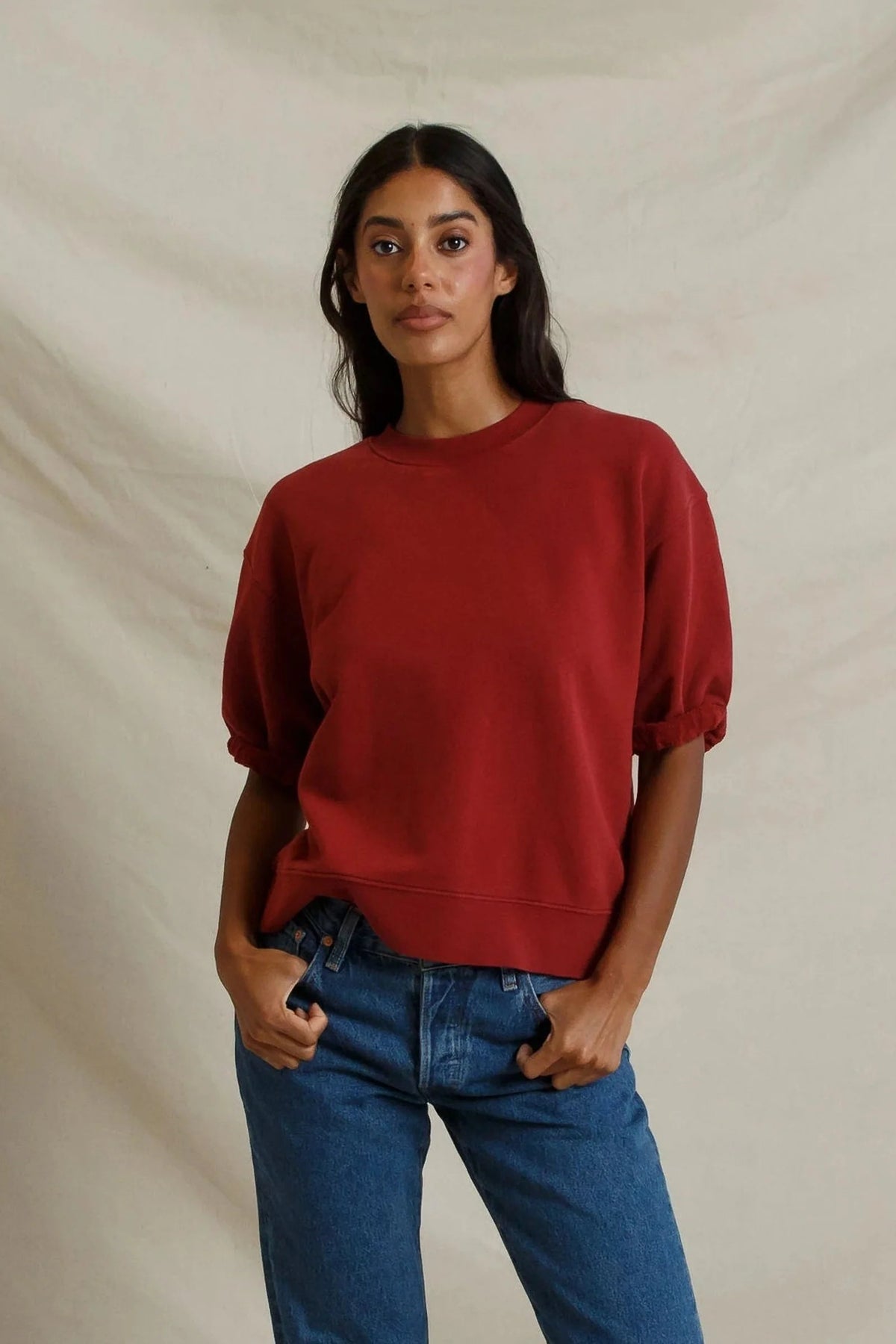 Rebecca, rolled crew neck
