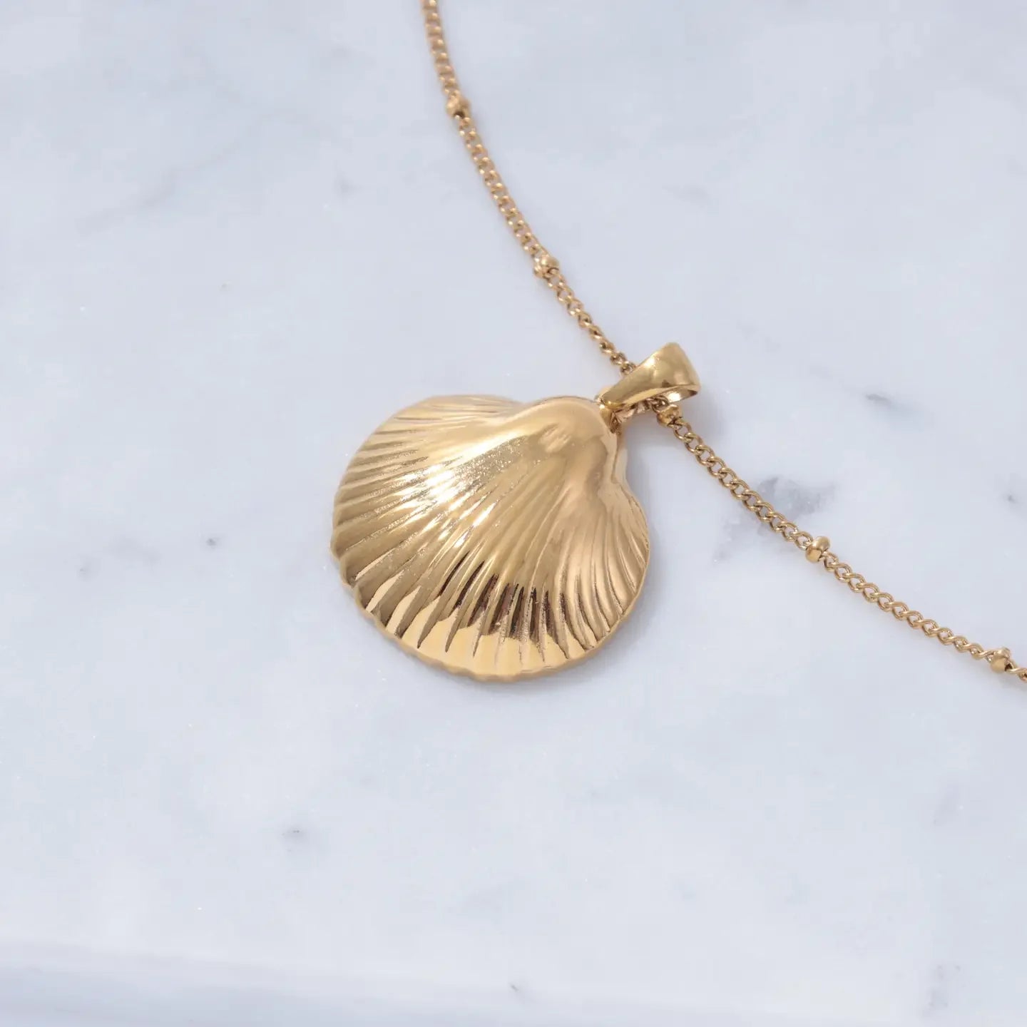 Scallop Shell Pendant Waterproof Necklace
