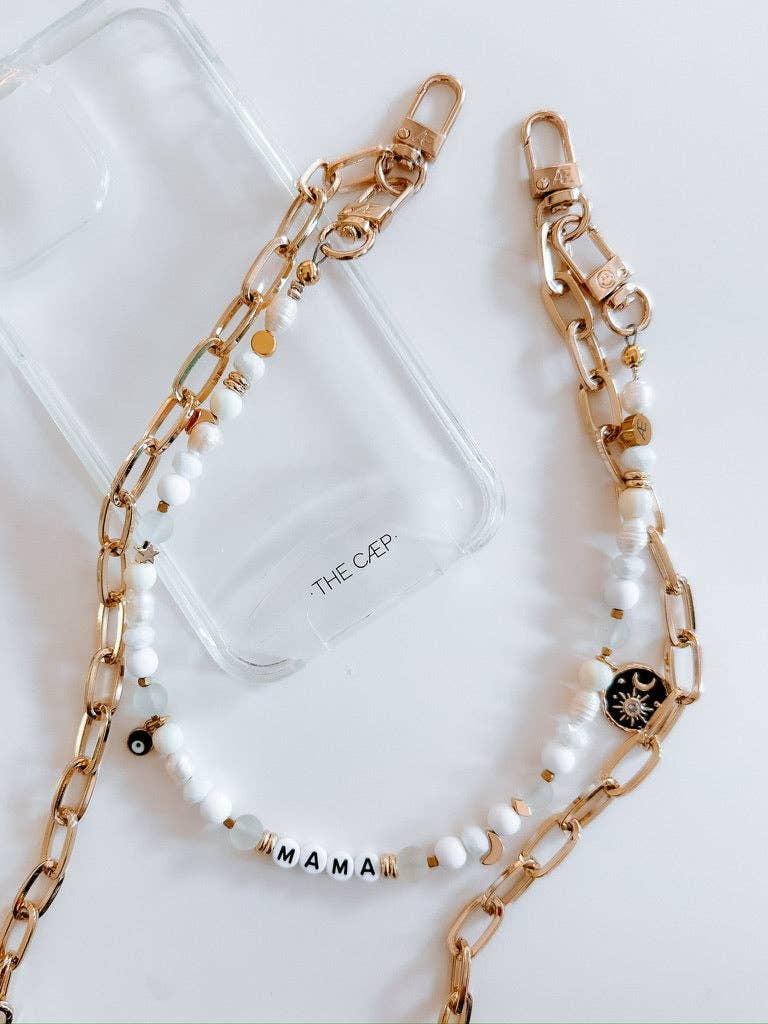 Mama Pearly Phone Wristlet: No Chain - Gold Snaps