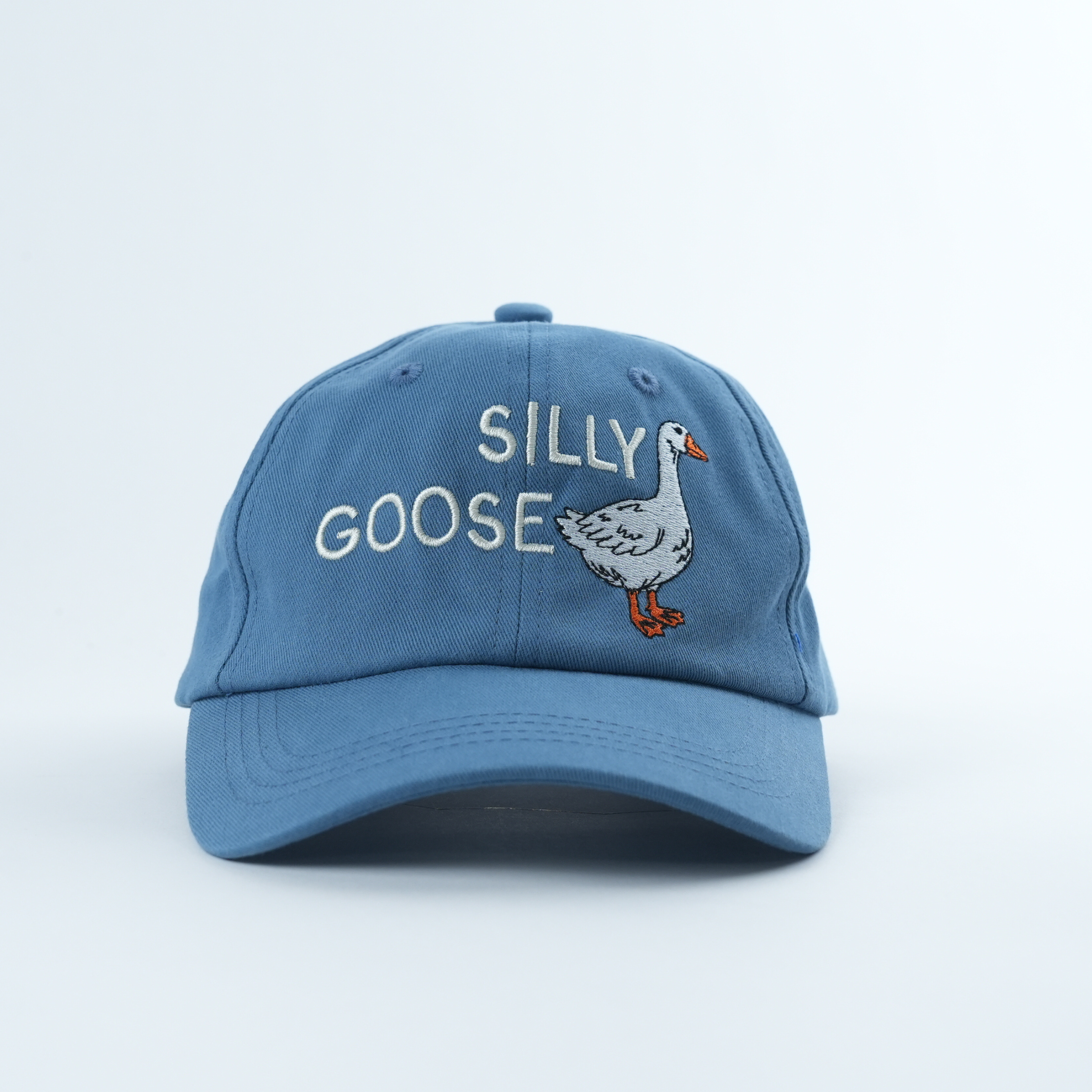 Silly Goose Embroidered Kids Cotton Dad Cap — Navy
