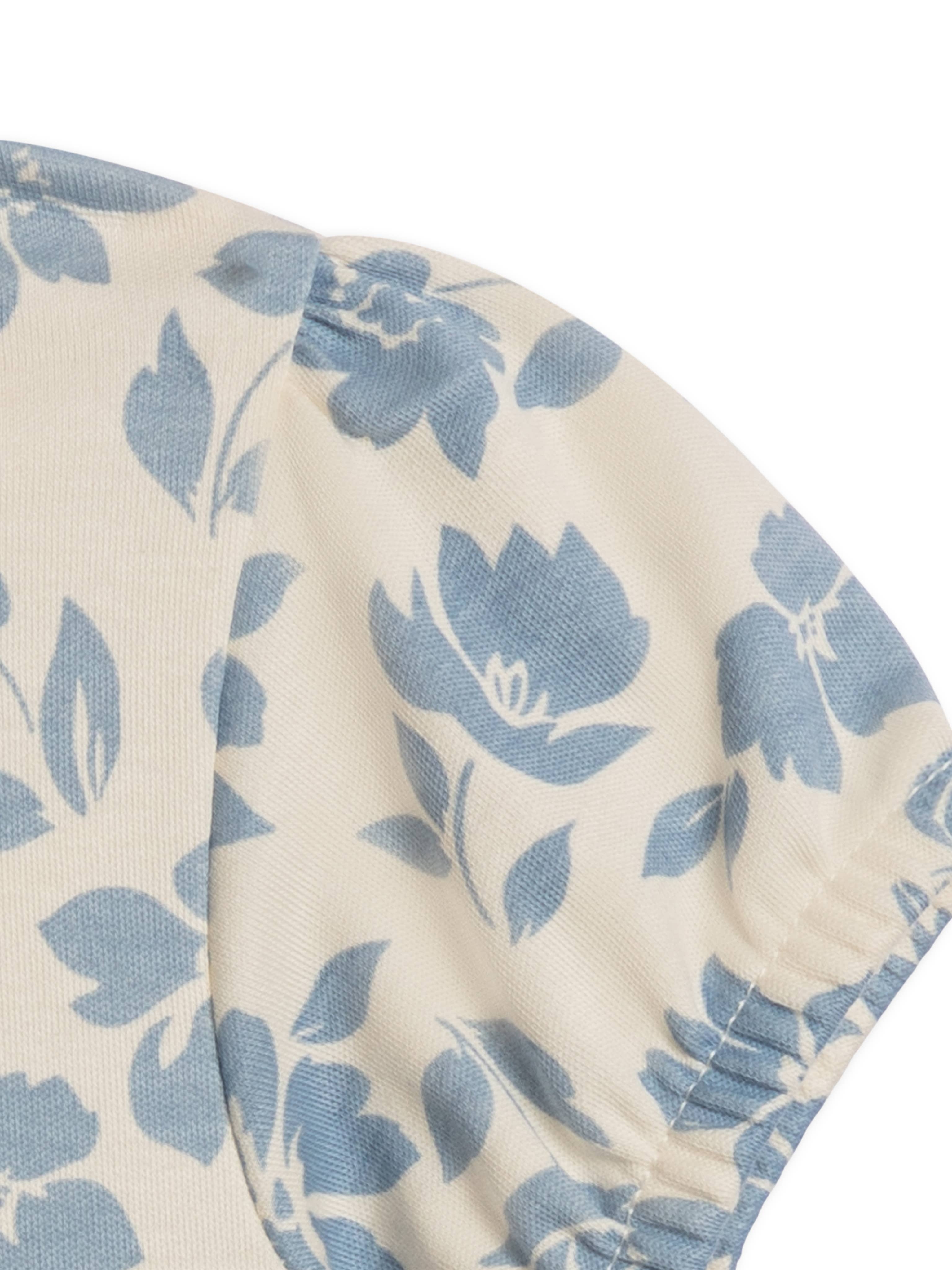 Organic Rhoda Puff Sleeve Bodysuit Dress - Gia Floral / Rain