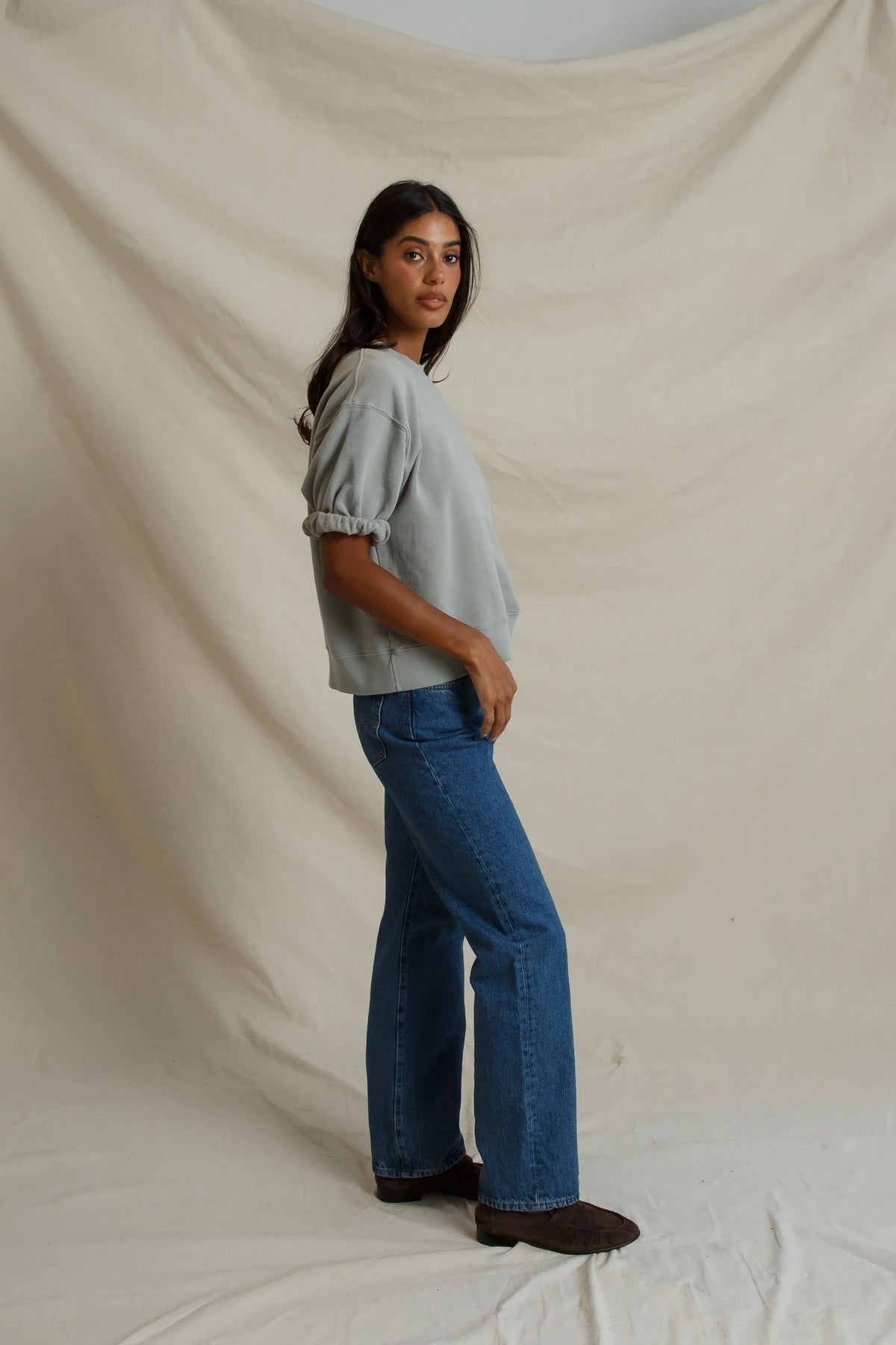 Rebecca, rolled crew neck