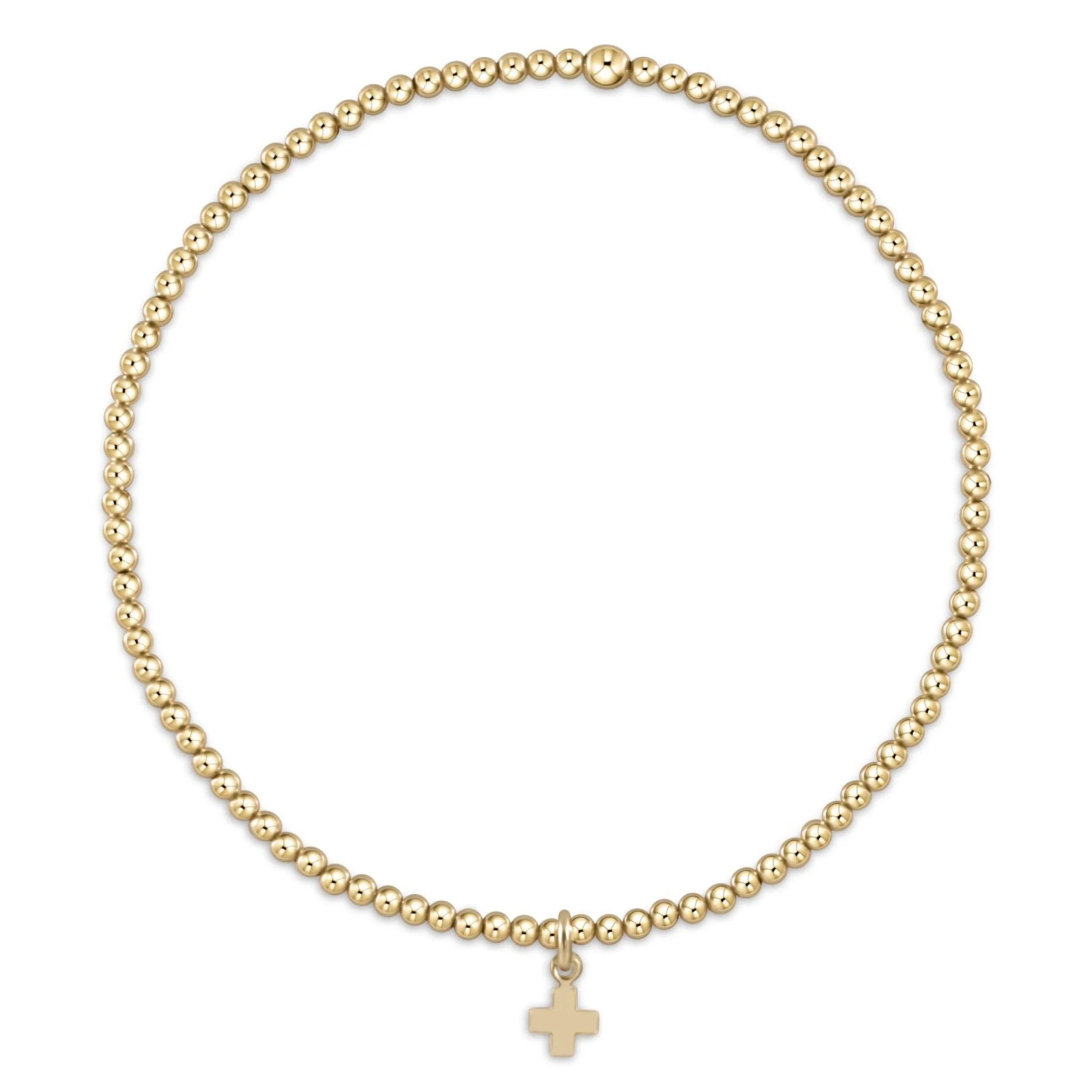 Classic Gold 2mm Bracelet, cross charm