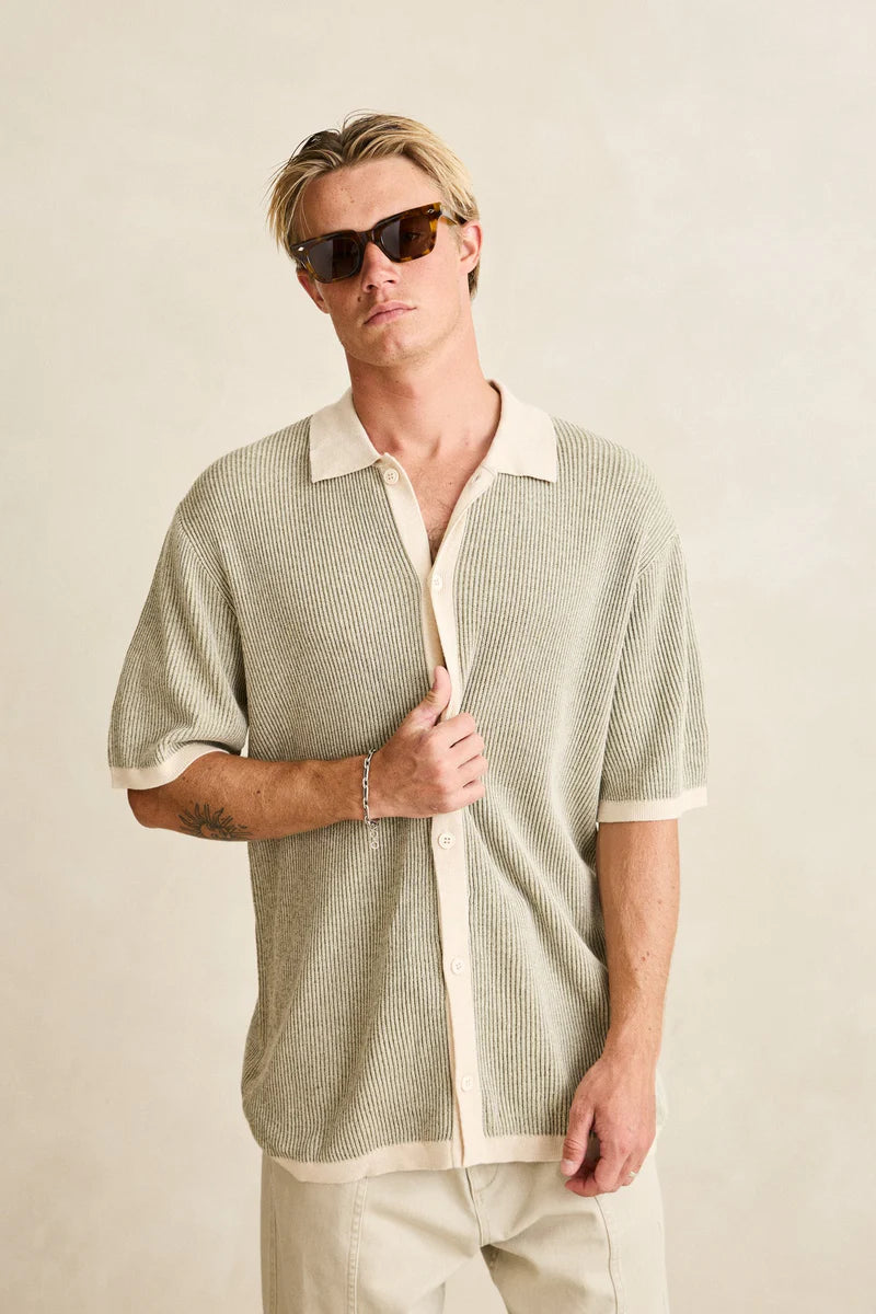 Hi Lo Knit Button Up
