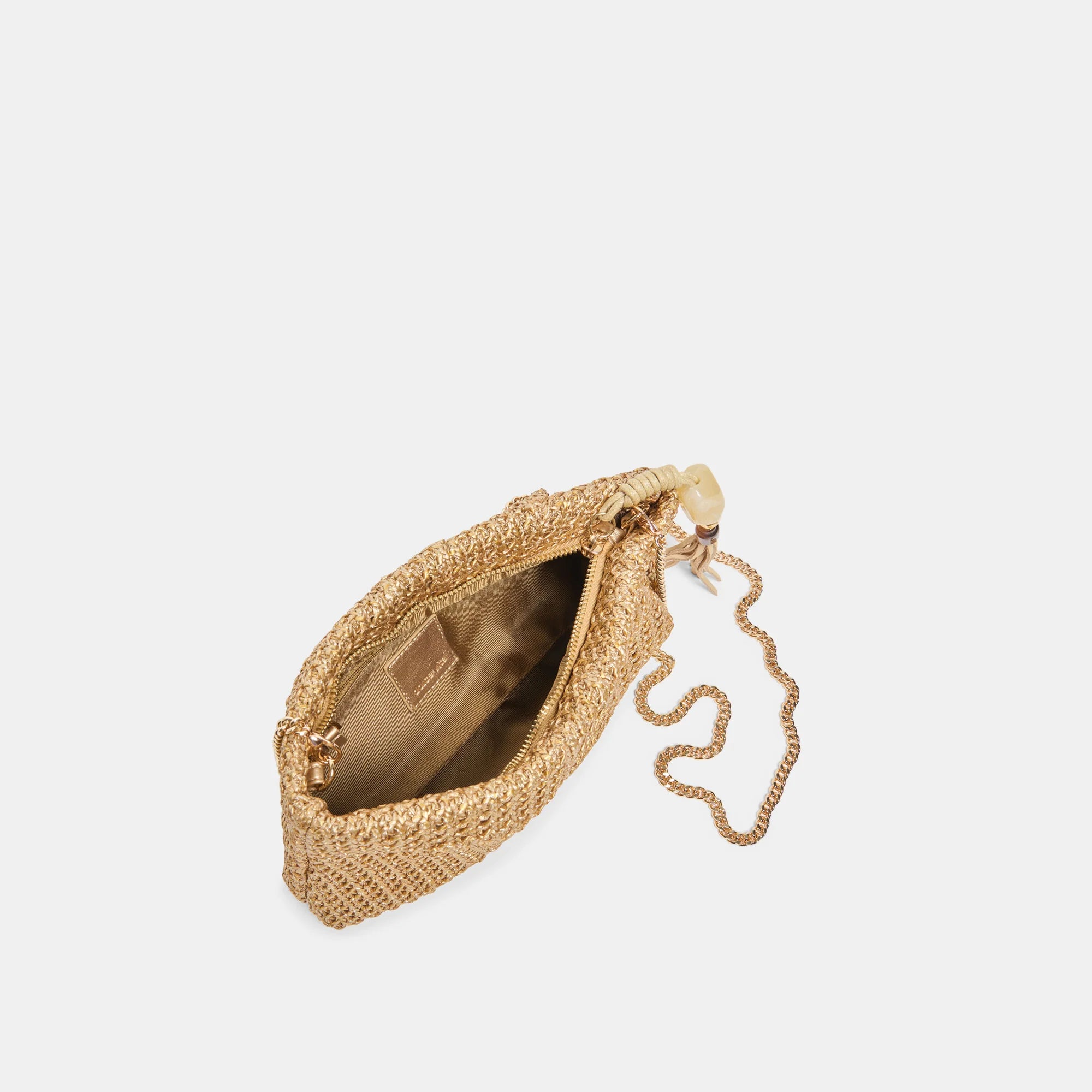 Lorena Gold Raffia Clutch