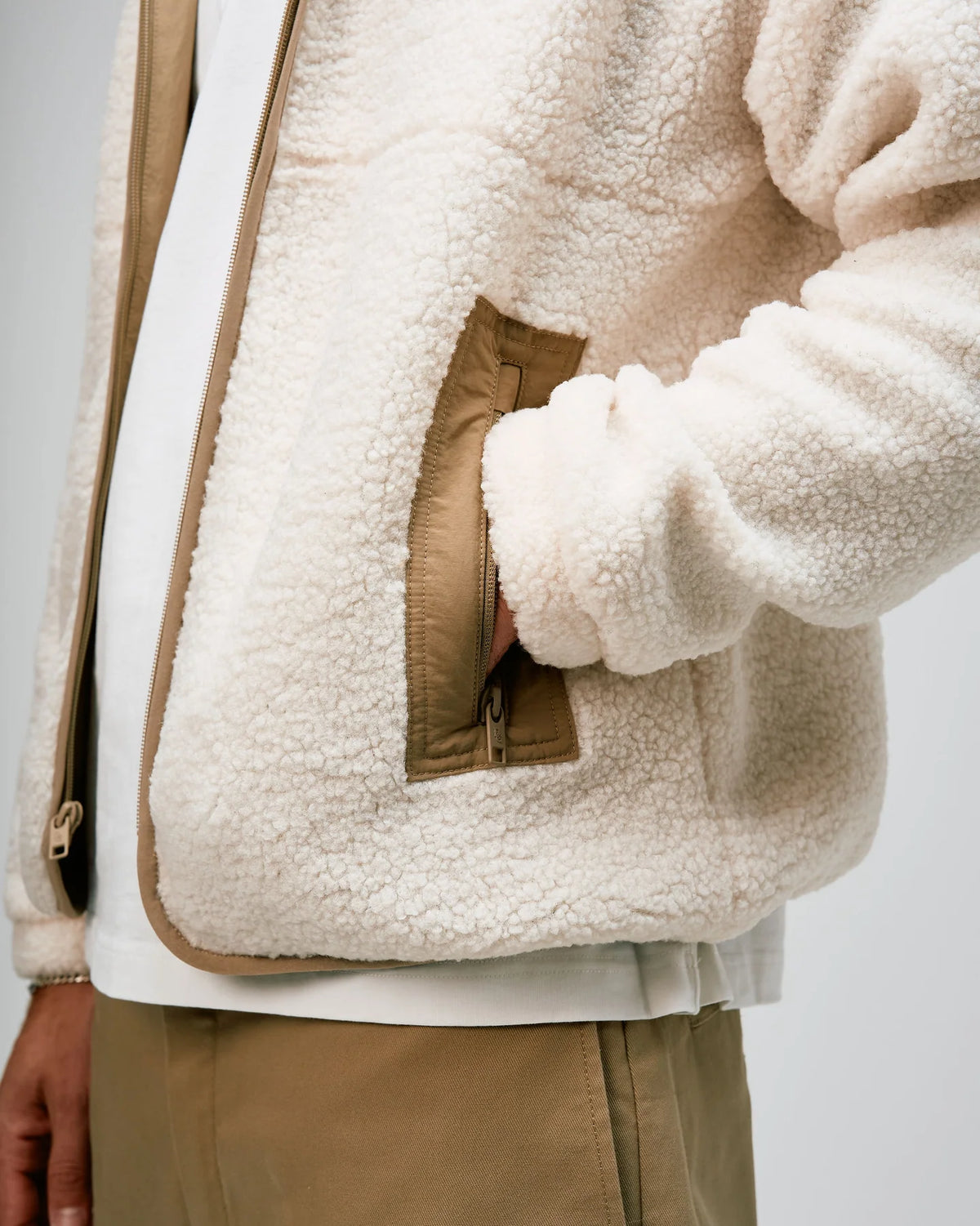 Full Zip Sherpa Jacket - Natural