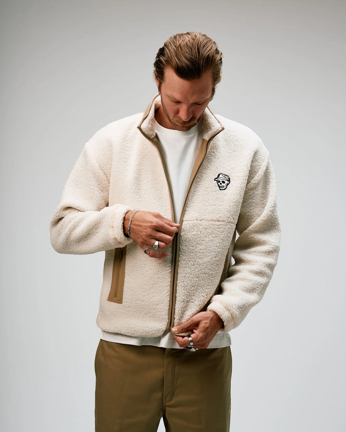 Full Zip Sherpa Jacket - Natural