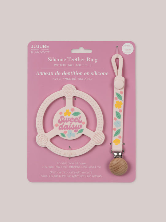 Silicone Teether Ring & Detachable Clip