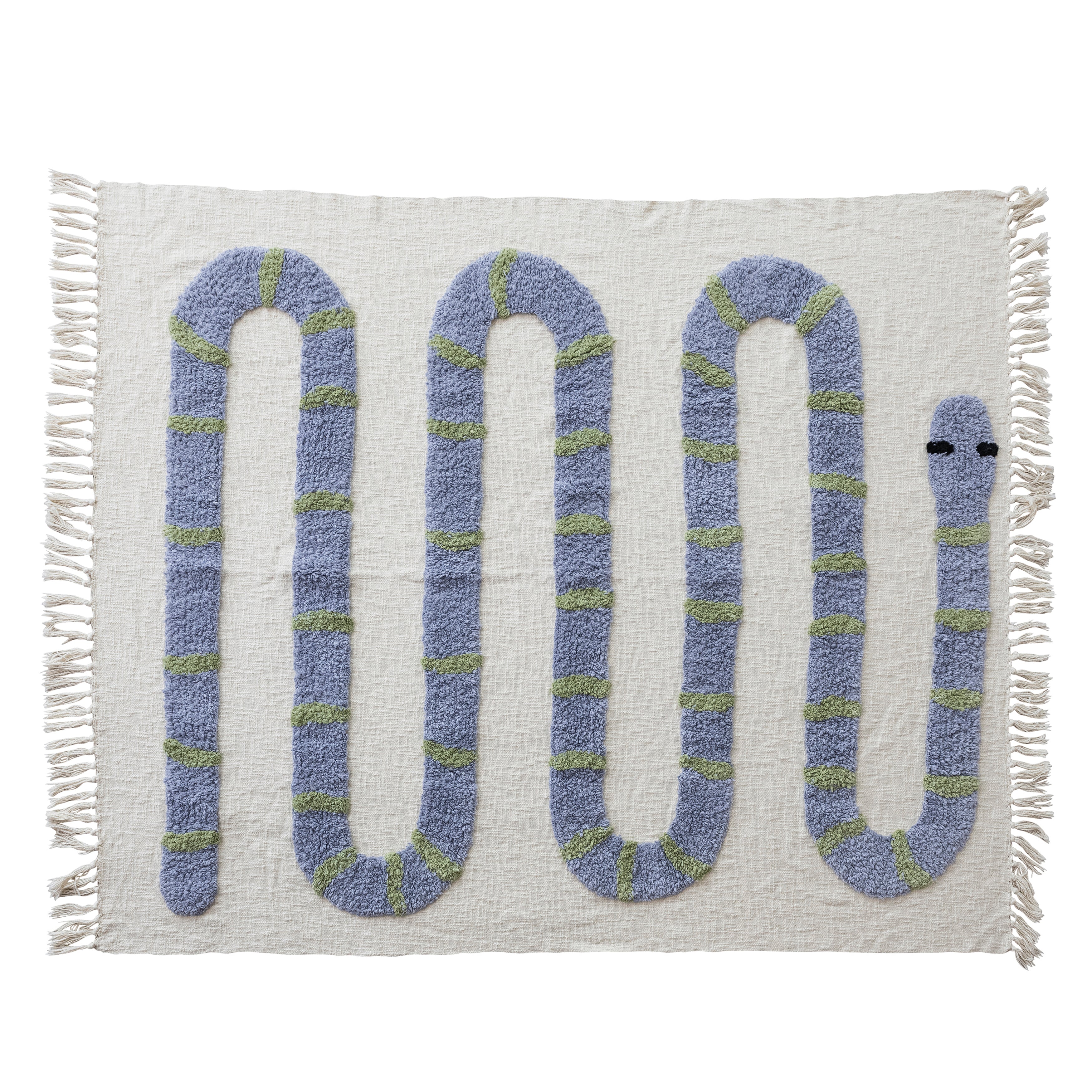Cotton Tufted Snake & Fringe Throw