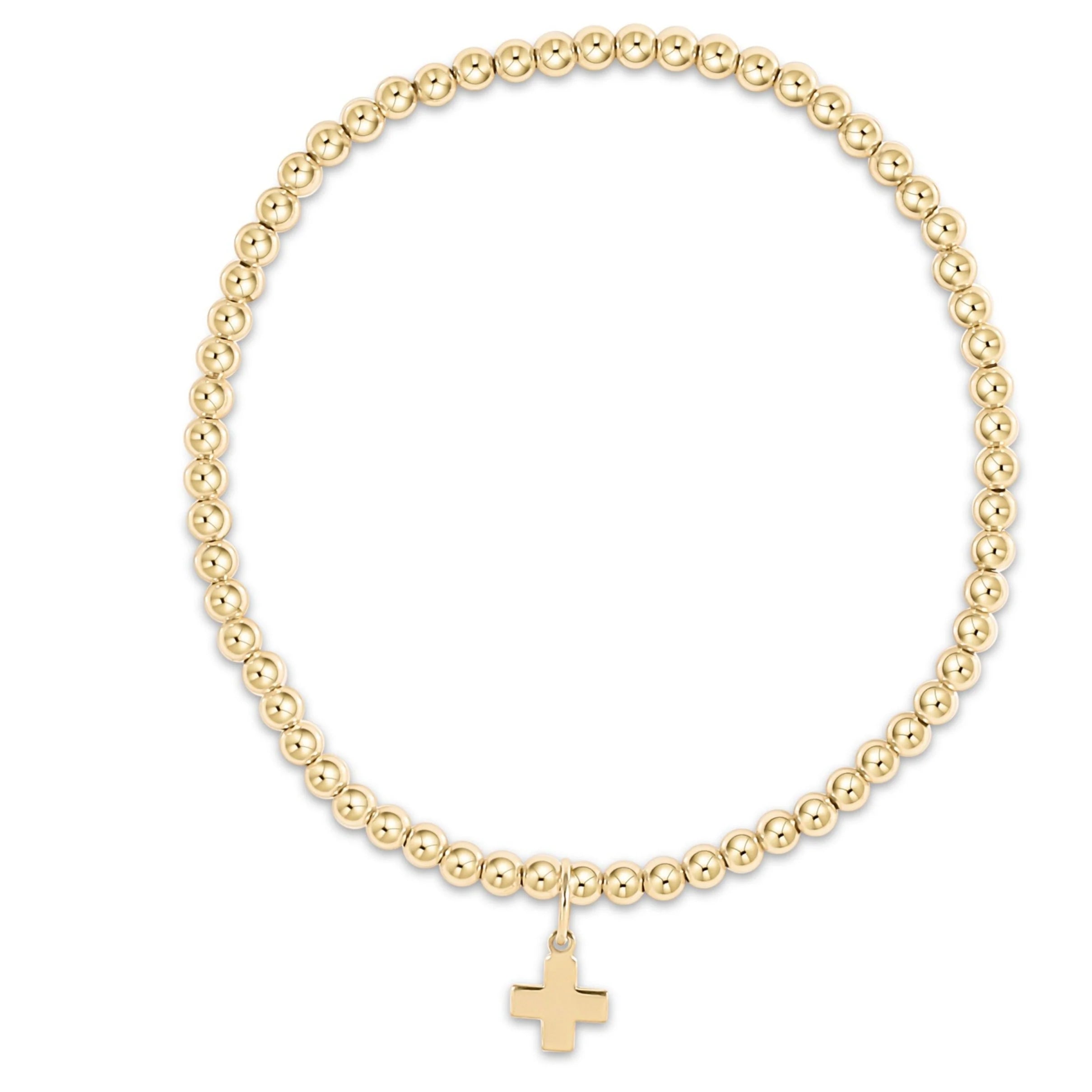 egirl Classic Gold 3mm Bracelet- Signature Cross Gold Charm