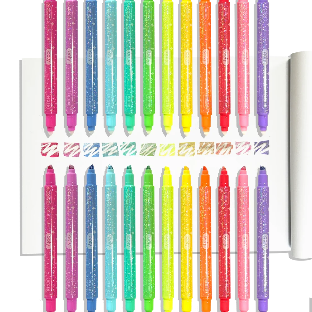 Make No Mistake! Sparkle Glittery Erasable Markers - Set of 12