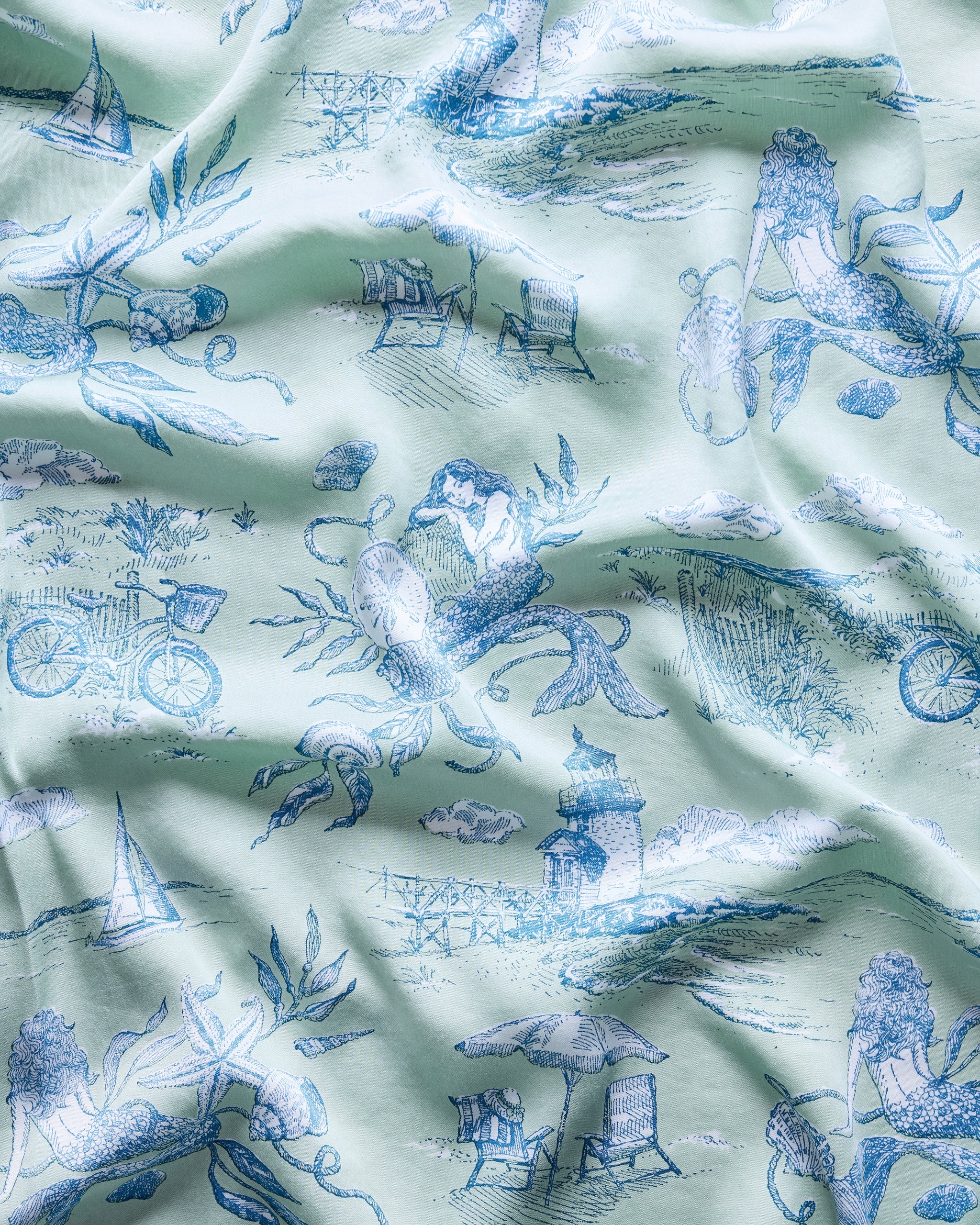 Eco Satin Ruffle Set in Mermaid Toile