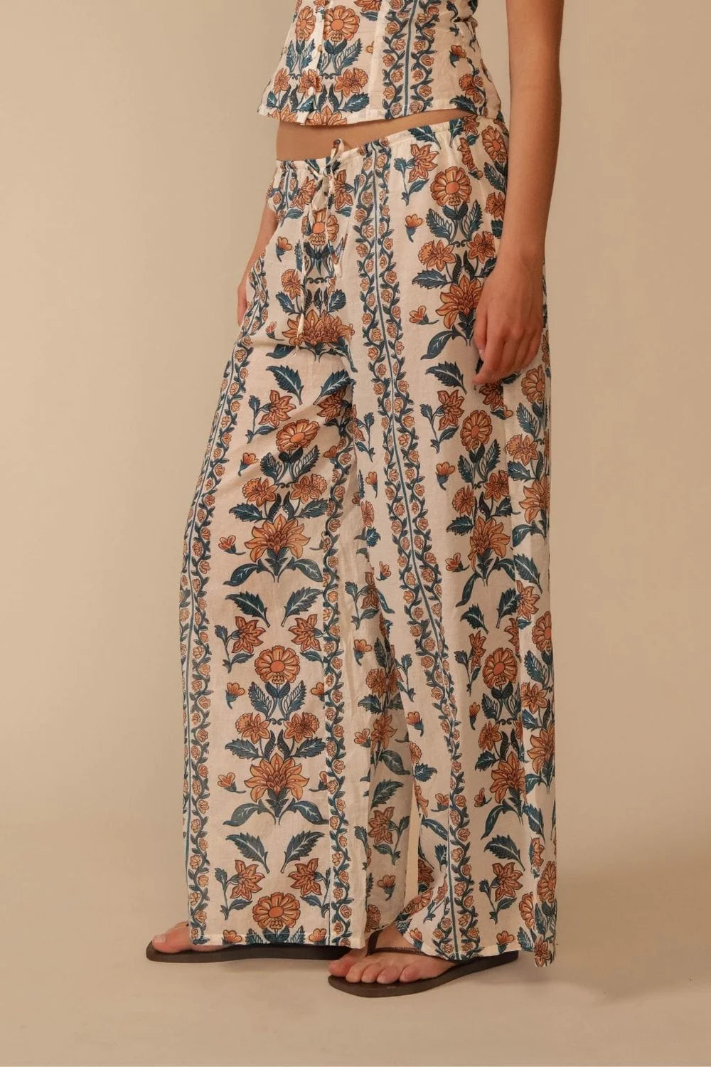 Winona Floral Drawstring Wide-Leg Pant