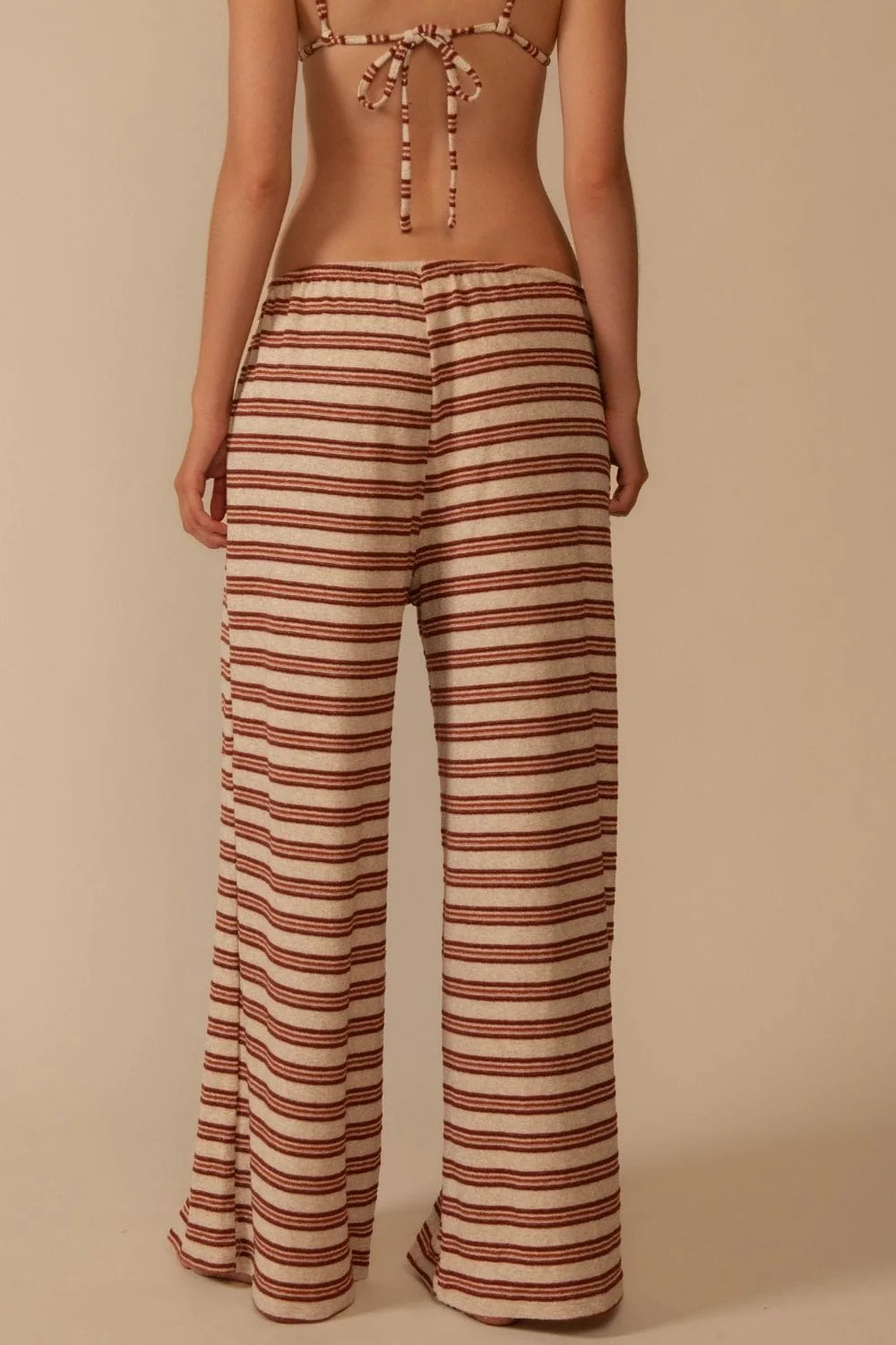 Joan Stripe Drawstring Wide-Leg Pant