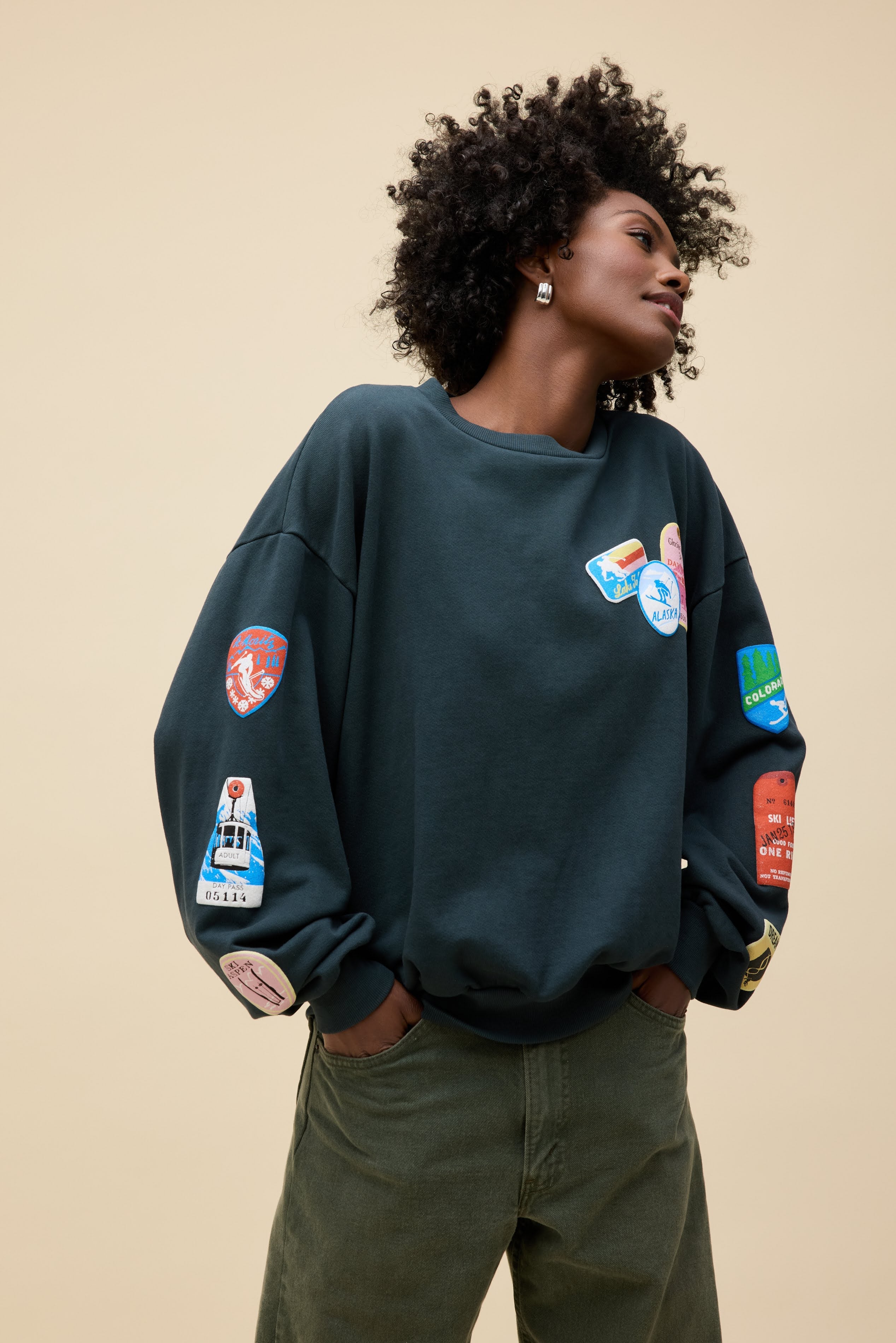 Ski Patch & Pass Oversized Crew
