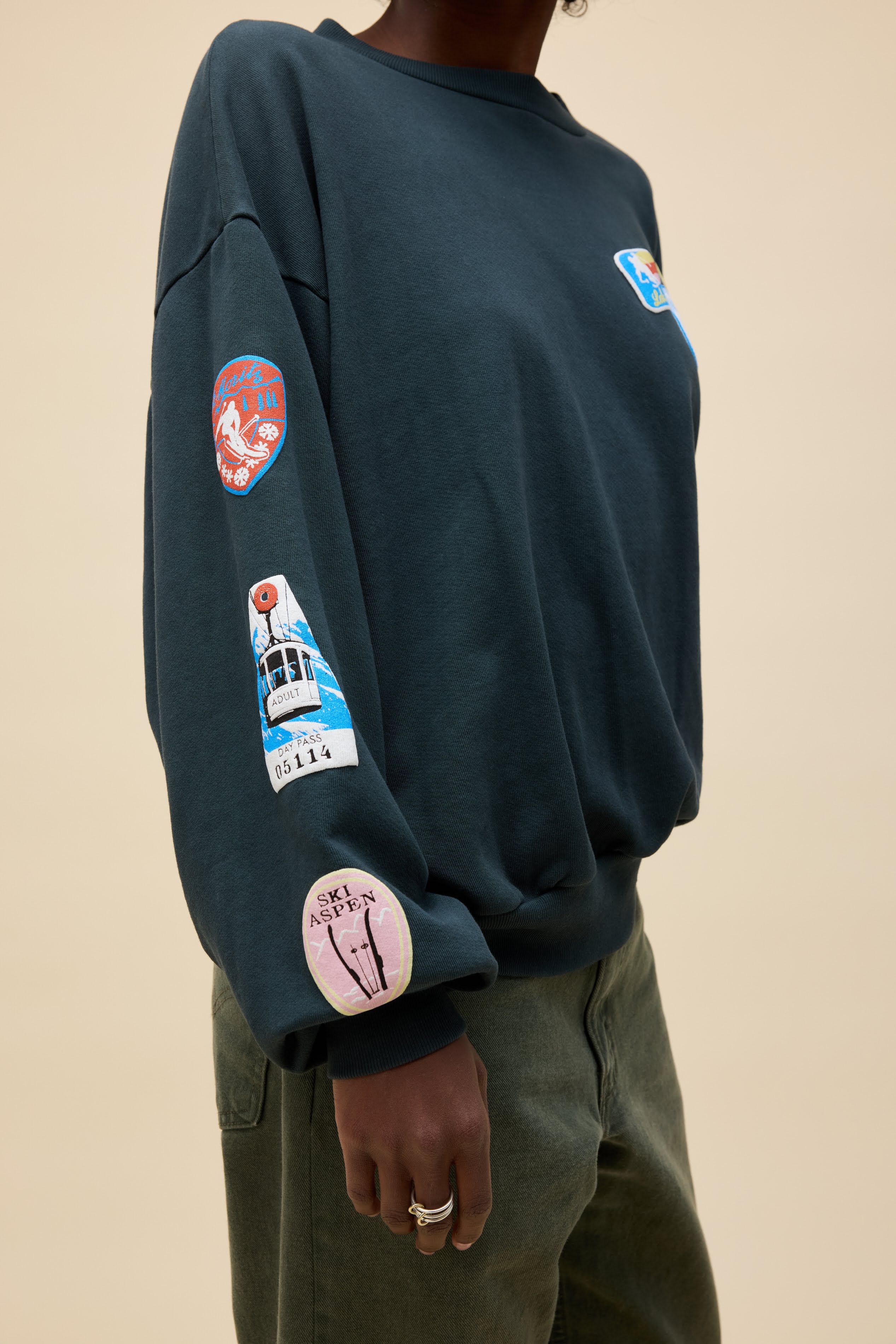 Ski Patch & Pass Oversized Crew
